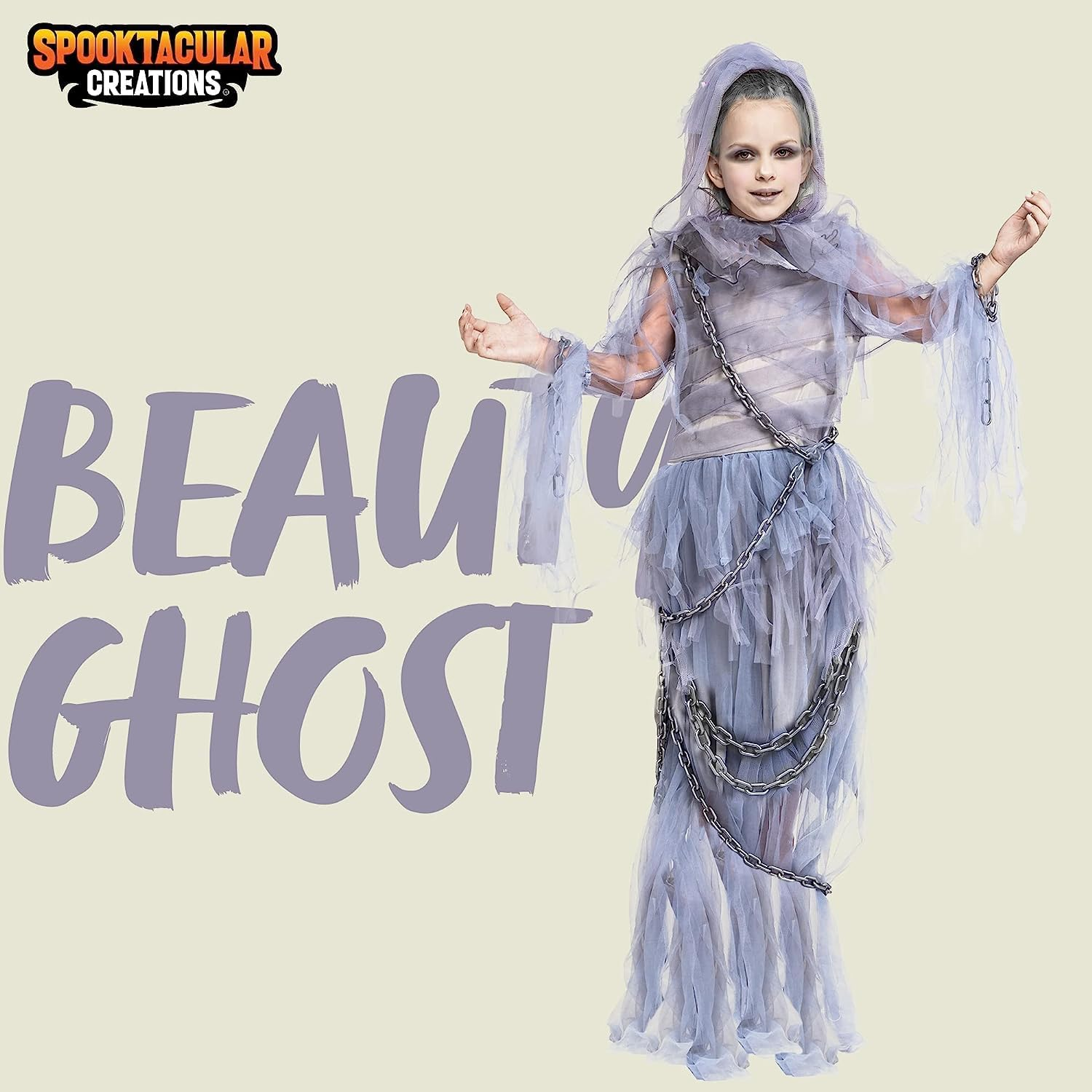 Spooktacular Creations Halloween Haunting Beauty Ghost Girl Costume, Scary Ghost Dress Midnight Costume for Halloween image number 5