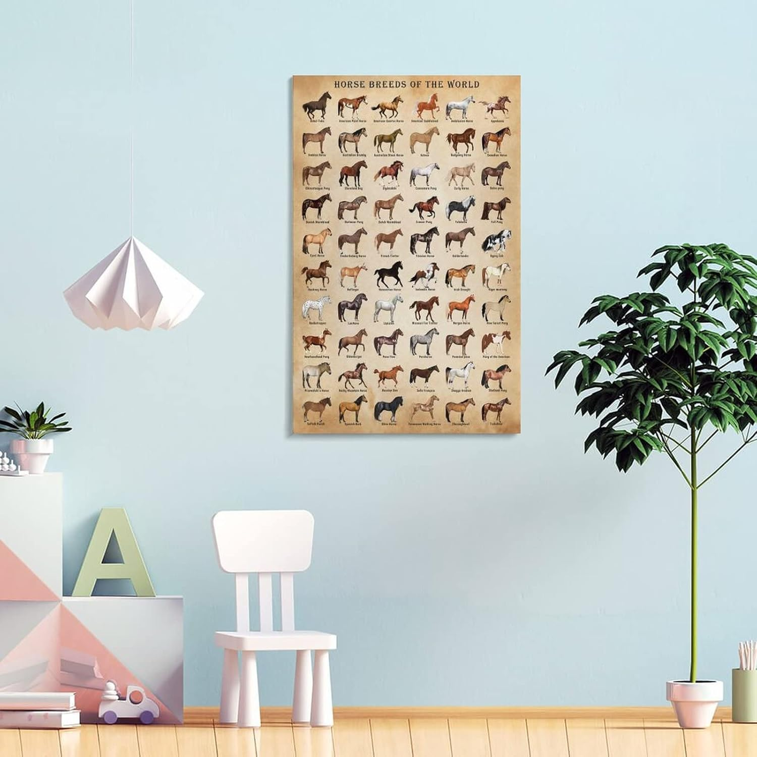 Horse Knowledge Horse Breeds of the World Poster Framed 12X16Inch