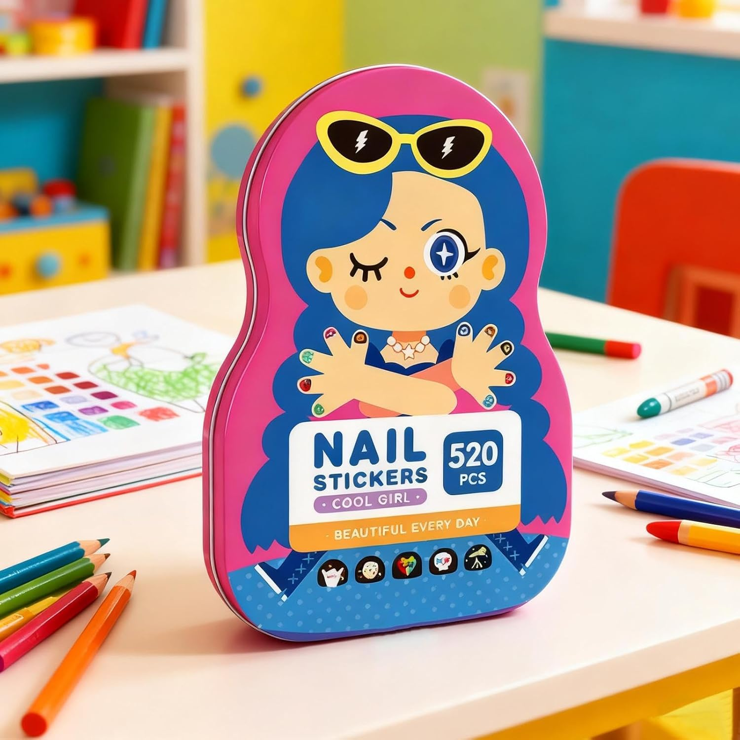 Nail Stickers for Girls | Cartoon Fingernail Decoration Decals | Cute Nail Stickers,For Girls Children Daughter Toddler