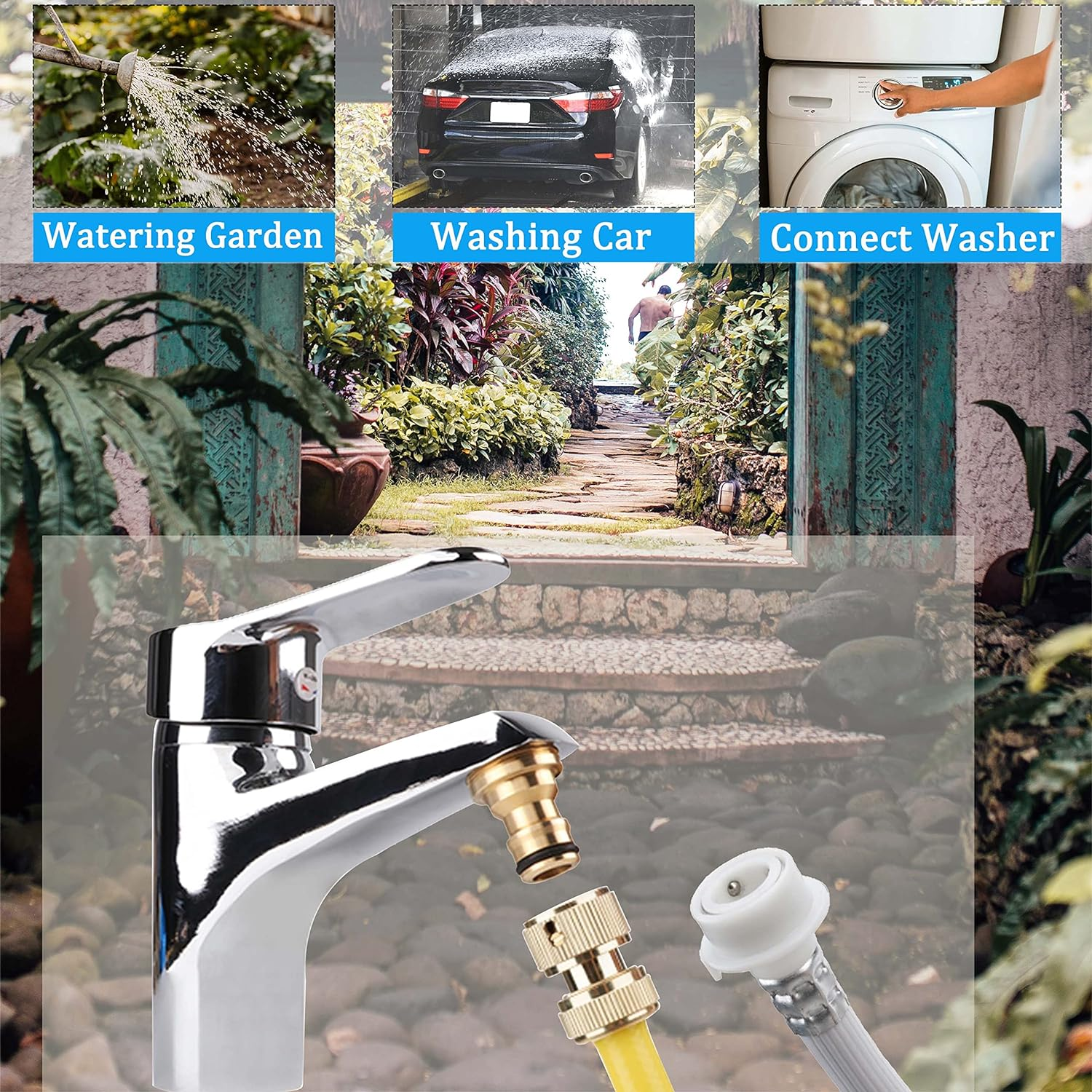 Brass Garden Quick Hose Adapter (1/2" Outer Male Head), Garden Hose Connector for Lawn& Garden,Washing Cars,Watering Plants (1) image number 1