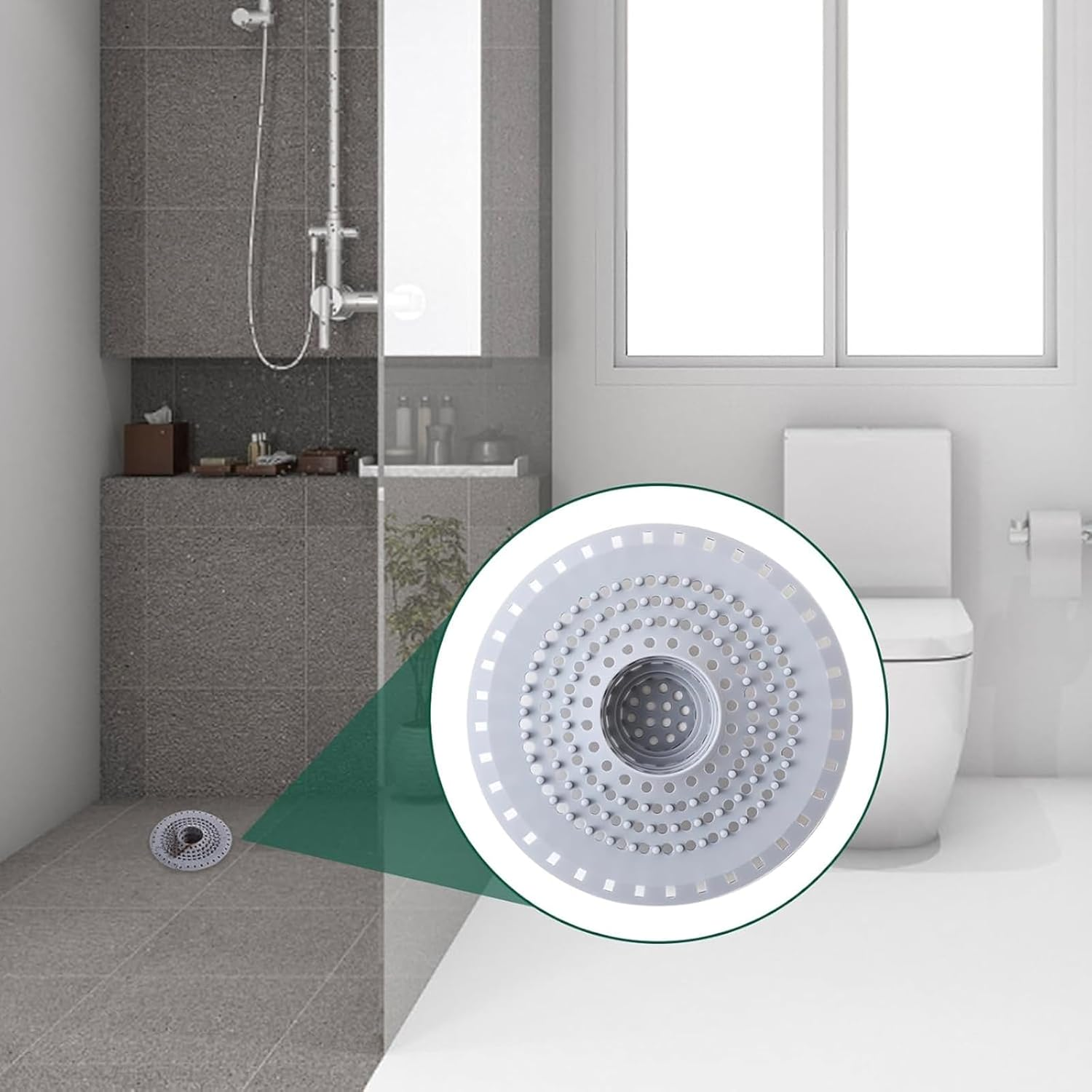 Shower Drain Hair Catcher, 2 Pack White and Grey, Hair Catcher for Shower Drain, Bath Tub Drain Protector, Prevents Hair Clogs, Easy to Clean image number 5