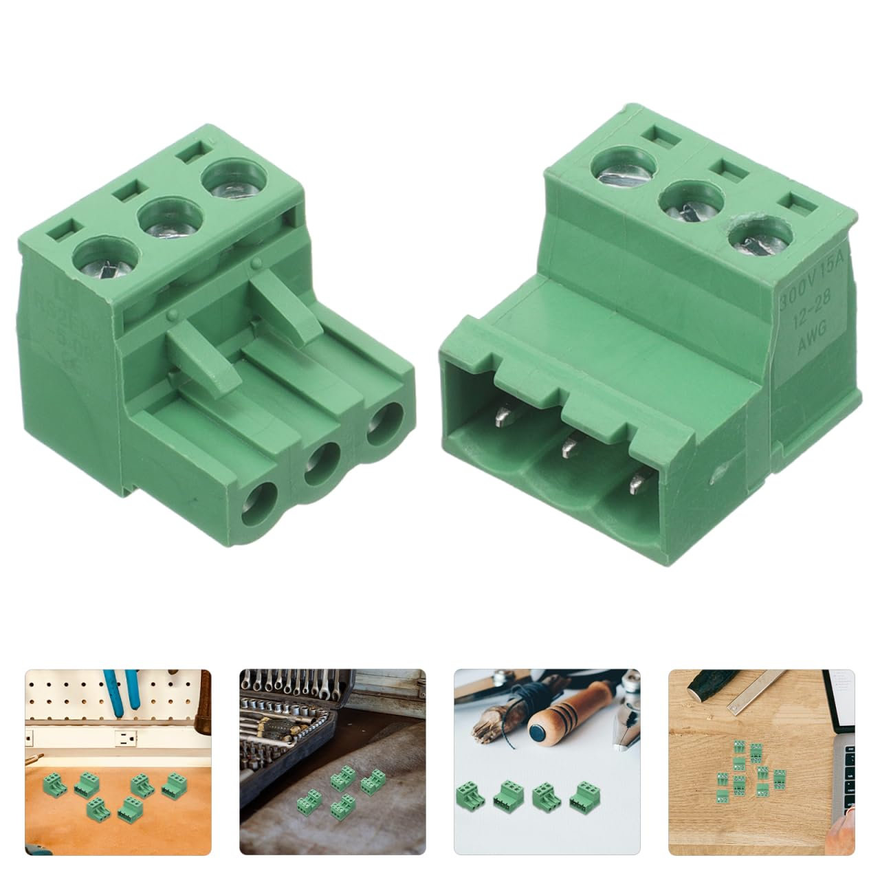Zerodeko 20Pcs Dual Row Plug Terminal Block Connectors, Screw Terminal Strip for Electrical Wiring, 3-Pole PCB Mount with Bus Bar, 5.08Mm Pitch for Quick and Secure Wiring Connections image number 2