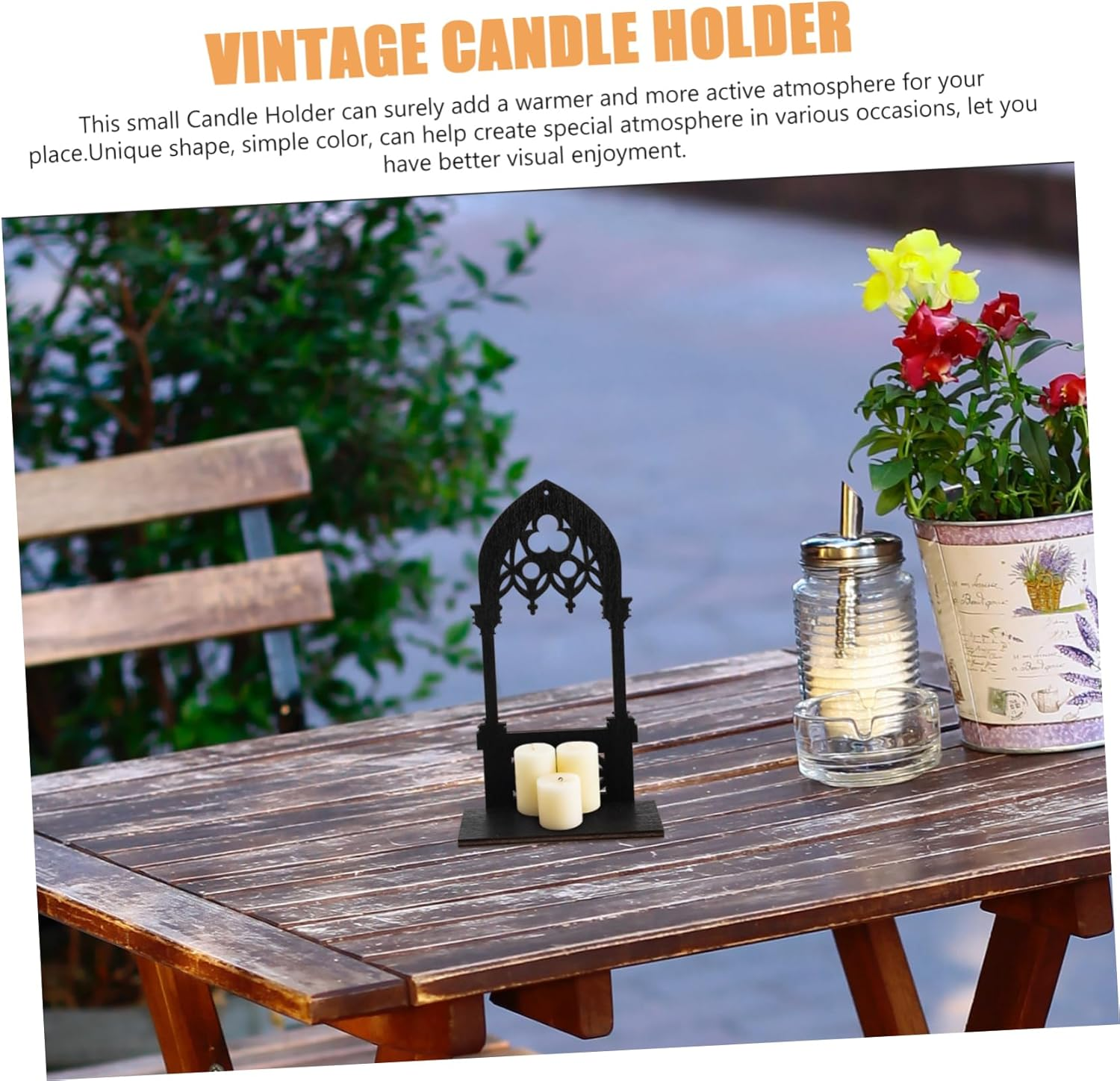 Gothic Candle Holder Set Vintage Pillar Candle Stands for Table Centerpiece Home Decor Church Bar Restaurant Ambiance