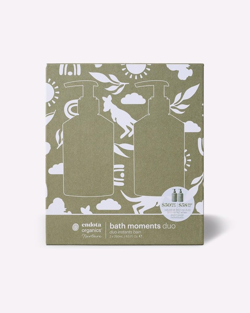 Endota Organics Nurture Bath Moments Duo Pack, a Gentle, Cosmos Certified Organic Baby Body Wash and Lotion Duo. image number 1
