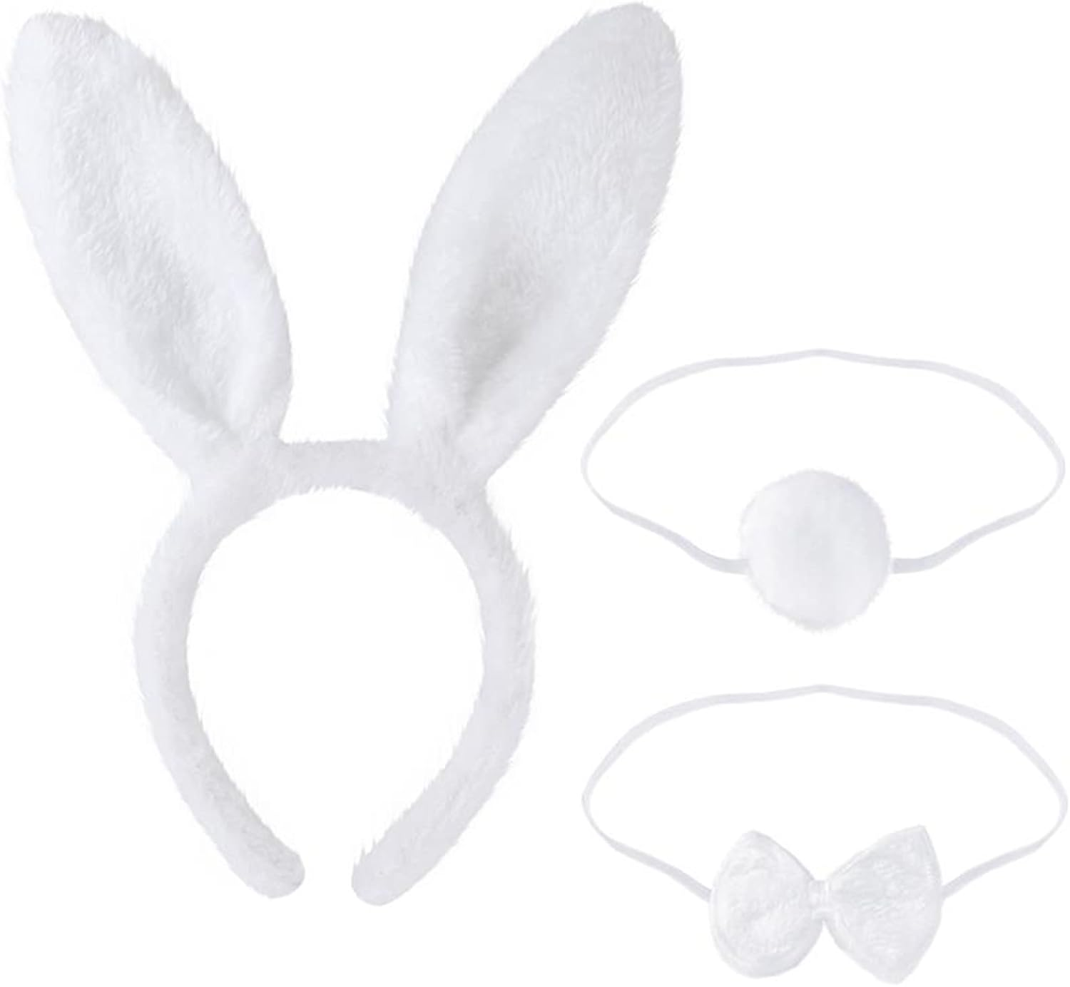 Aoozleny Bunny Rabbit Costume Set, Ears Headband Bow Ties Tail Set for Halloween Christmas Cosplay Party Costume Assesories