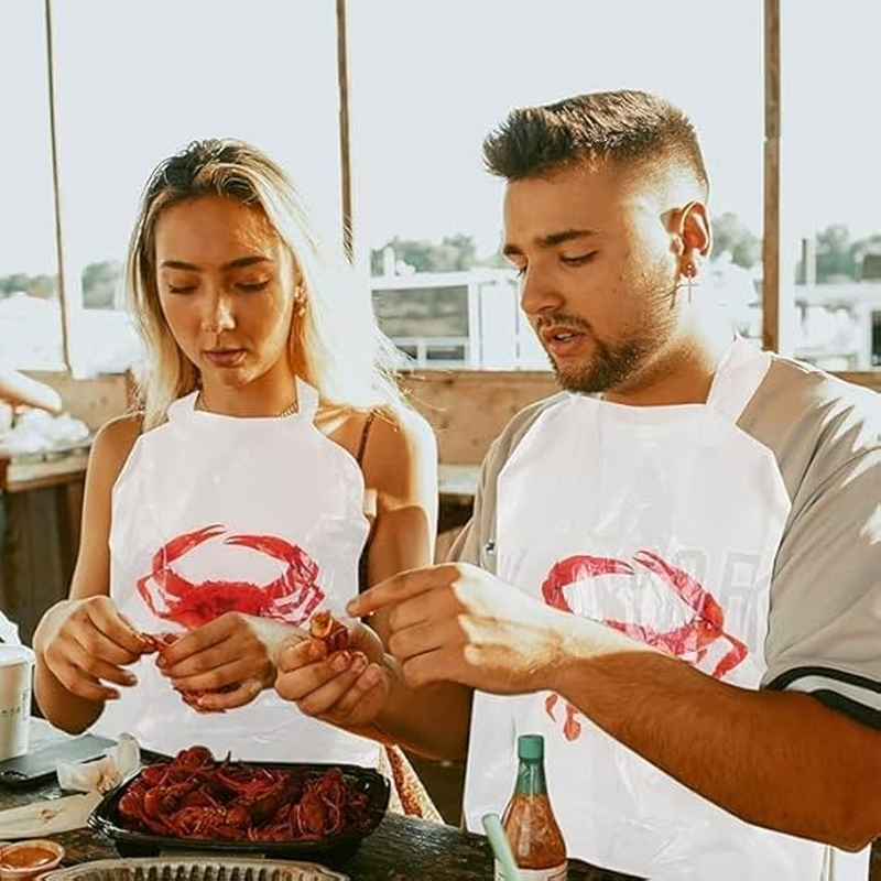 Crab Bibs 25 Pack, Disposable Lobster Bibs for Adults, Plastic Funny Bibs for Seafood Boil Party