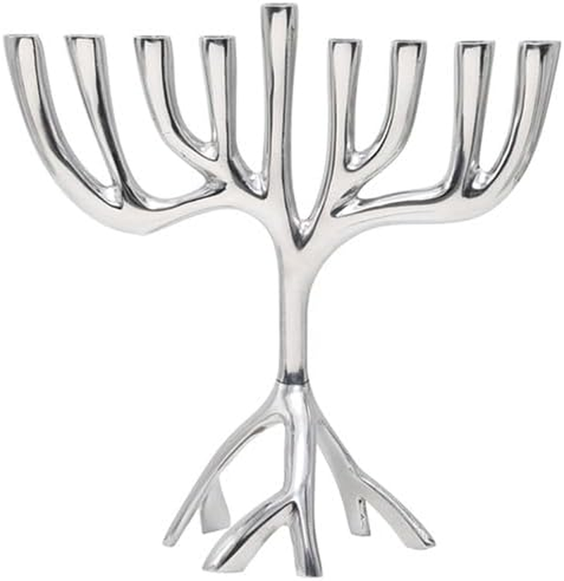 Emanuel Yair Tree of Life Hanukkah Menorah 9 Branch - 7 Inch Chanuka Chanukiah Aluminium - Modern Judaica Decor HHA-1 image number 4
