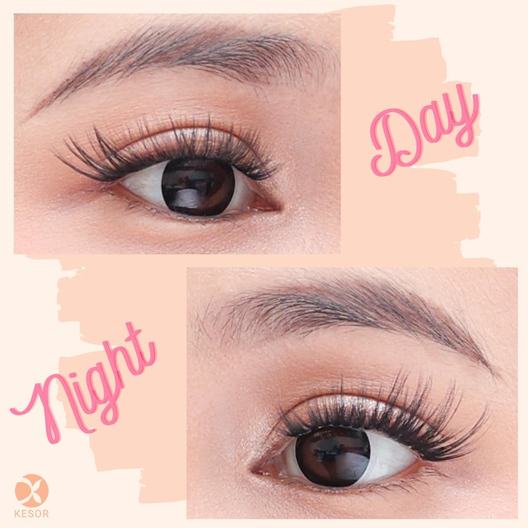 KESOR Lash Cluster DIY Extension Kit 168 Pcs 8-16Mm Premium Quality 2 Style, Bond, Sealant, Lash Applicator Tool, C Curl Mixed Natural & Volume Look in One Kit Soft Thin Band (8-16Mm at Home Kit) (Day X Night) image number 2