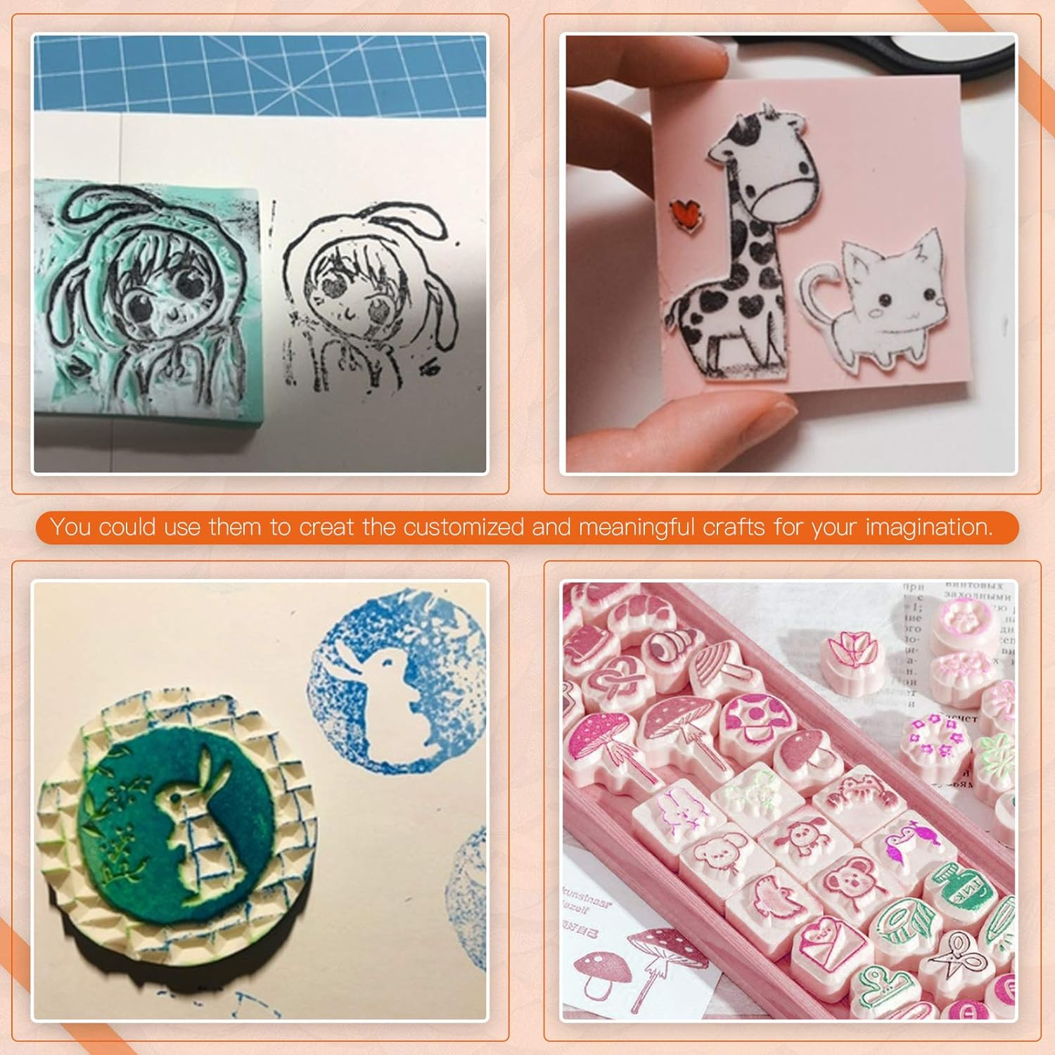 Rustark 22 Pcs Mixed Rubber Stamp Carving Blocks Set with Carving Knives and Whetstone, Carve Block Printing Carving Block Kit for Printmaking, Scrapbooking, Sculpting, Stamping