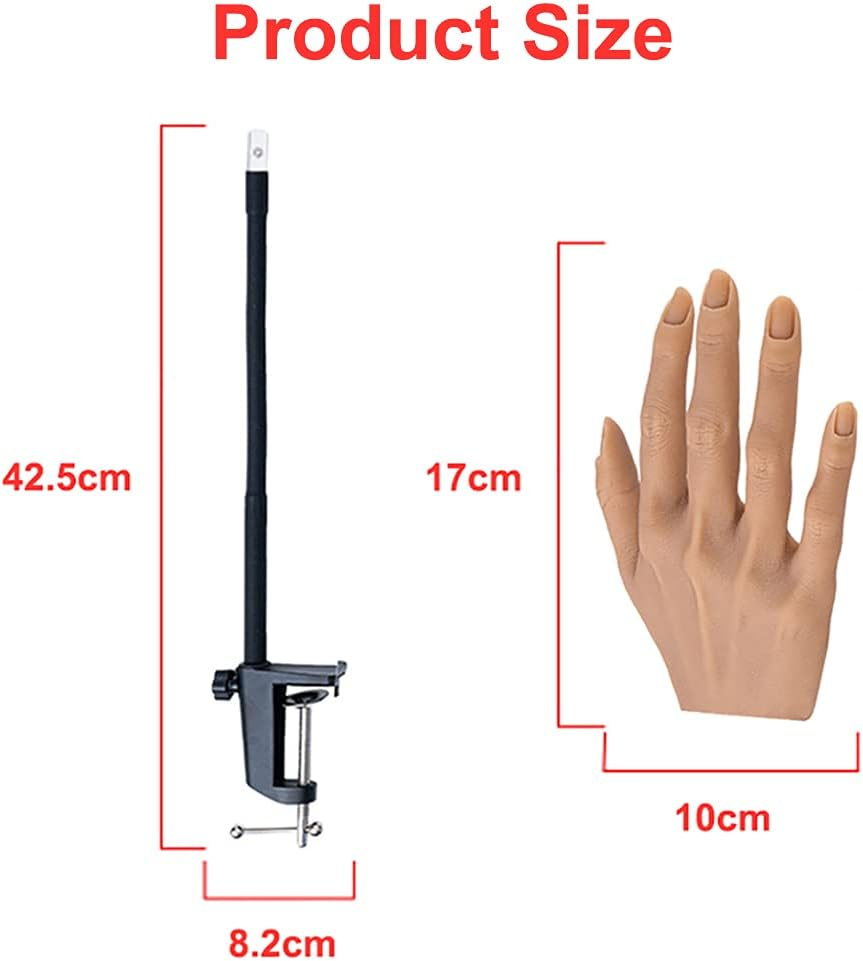 XMASIR Practice Hand for Nail Design, Silicone Hand Fake Nails Practice Hands Hand Training Practice Model Nail Art Manicure Set for DIY (Left) image number 2