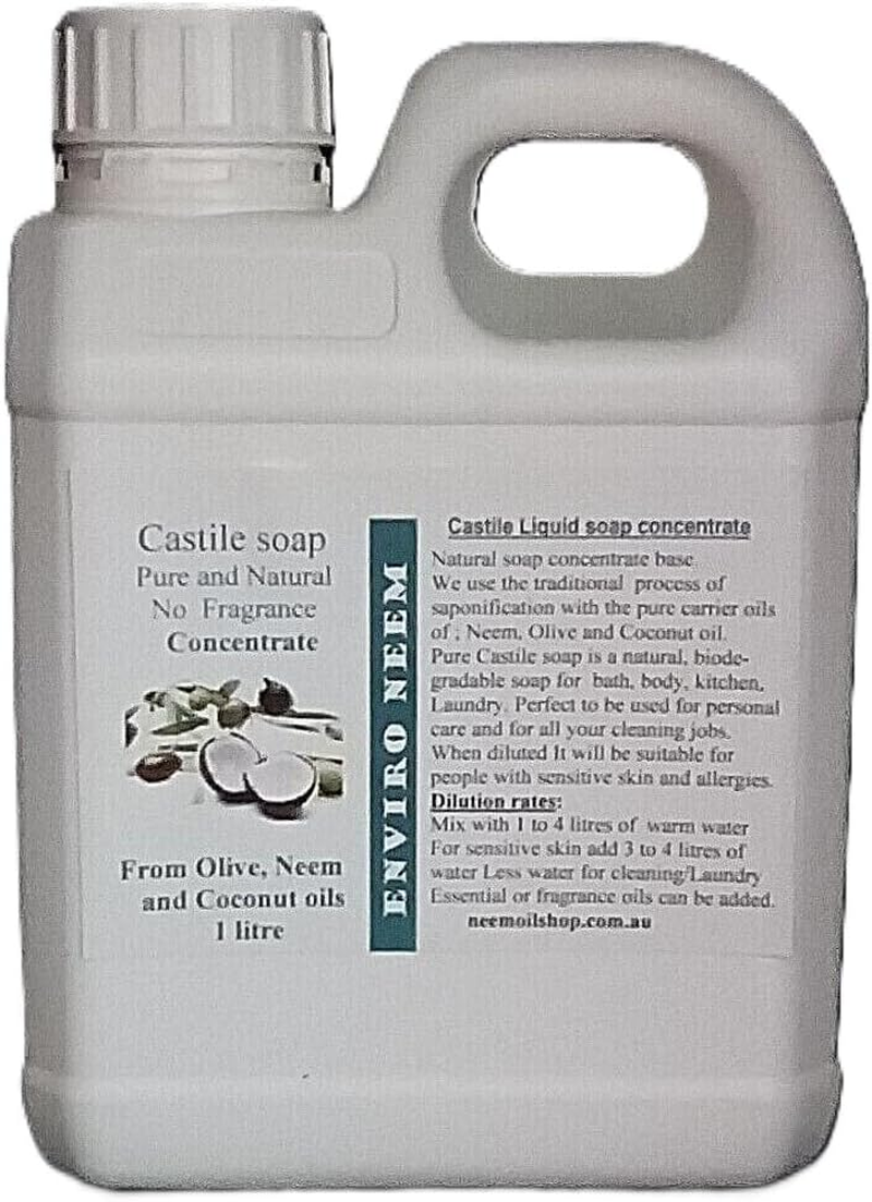 Castile Liquid Soap Base Super Thick Consistency Makes 3 to 4 Times More 1 Litres