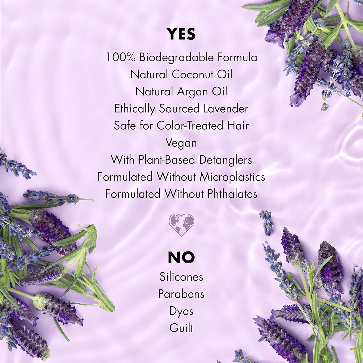 Love Beauty and Planet Smooth & Serene Biodegradable Conditioner for Frizz Control - Argan Oil & Lavender, Vegan, 0% Silicones, Parabens, and Dyes - 13.5 Oz image number 6