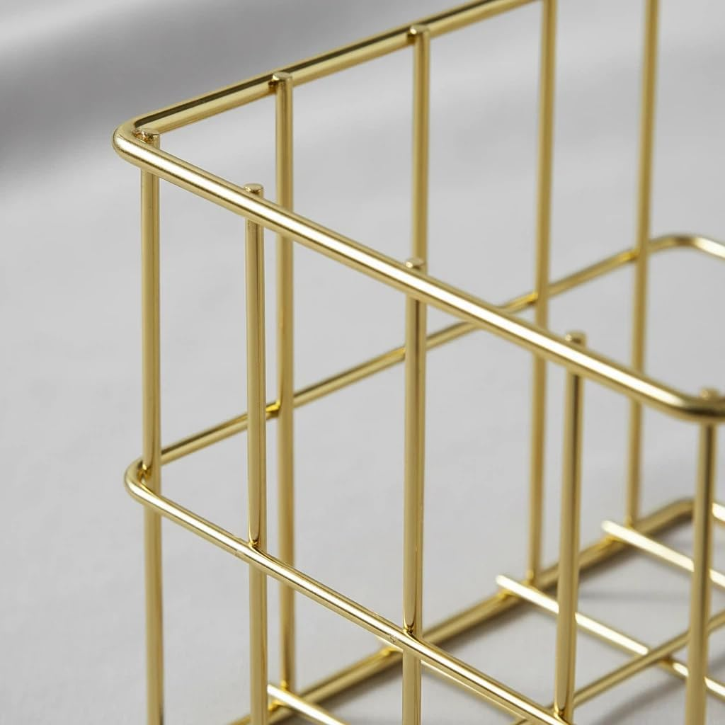 Alaviitsi 2 Pcs Golden Sticky Note Holder, Cute Desk Organizer with Sticky Notes Dispenser, Office Memo Holders &Metal Note Storage Holder(3.8 X 3.2 Inch)