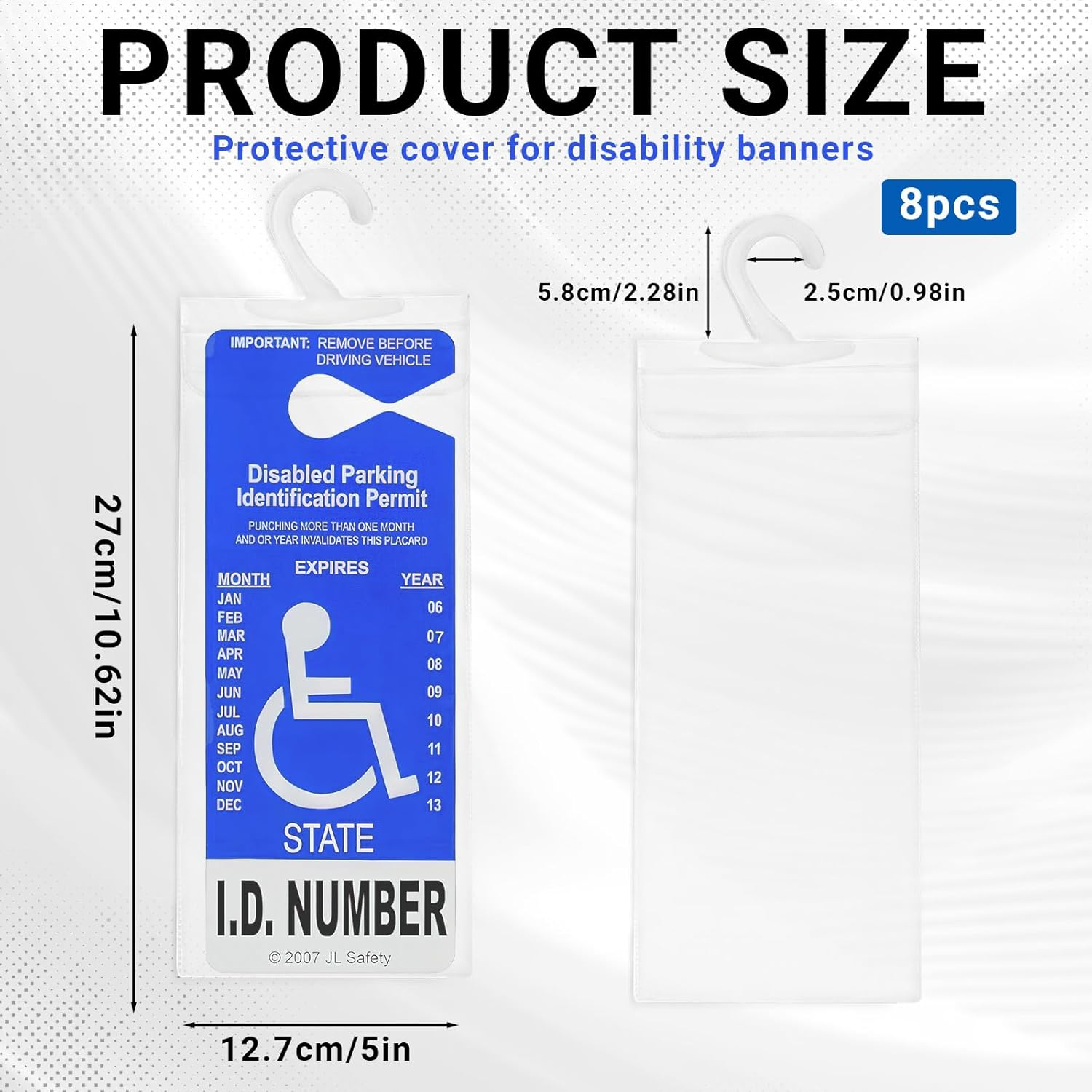 8 PCS Handicap Placard Holder, Plastic Disabled Parking Permit Holder with Large Hanger, Transparent Disabled Placard Holder for Car (Transparent) image number 6
