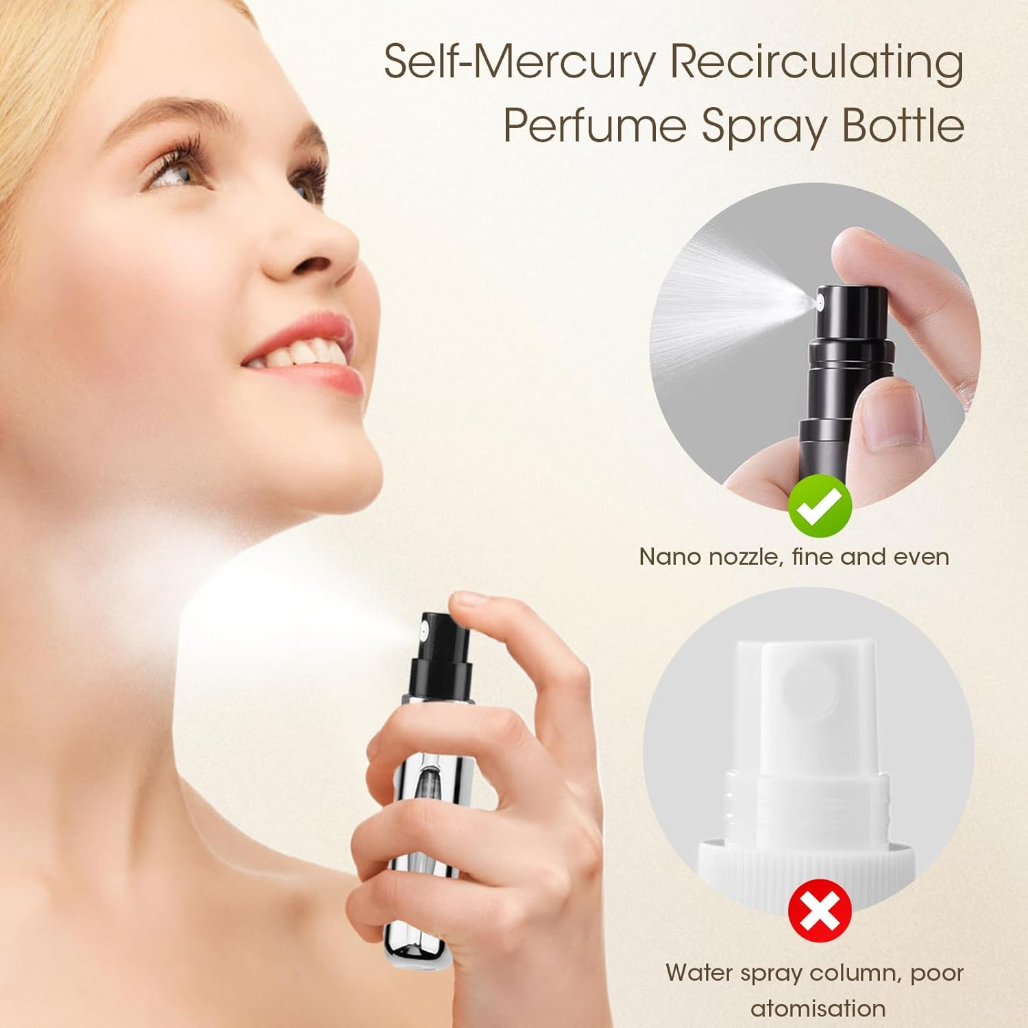 6 Pcs Perfume Bottle Travel Refillable, 5Ml Mini Atomizer, Portable Spray Pump Case, Compact Lightweight for Daily Use (Black & Sliver)