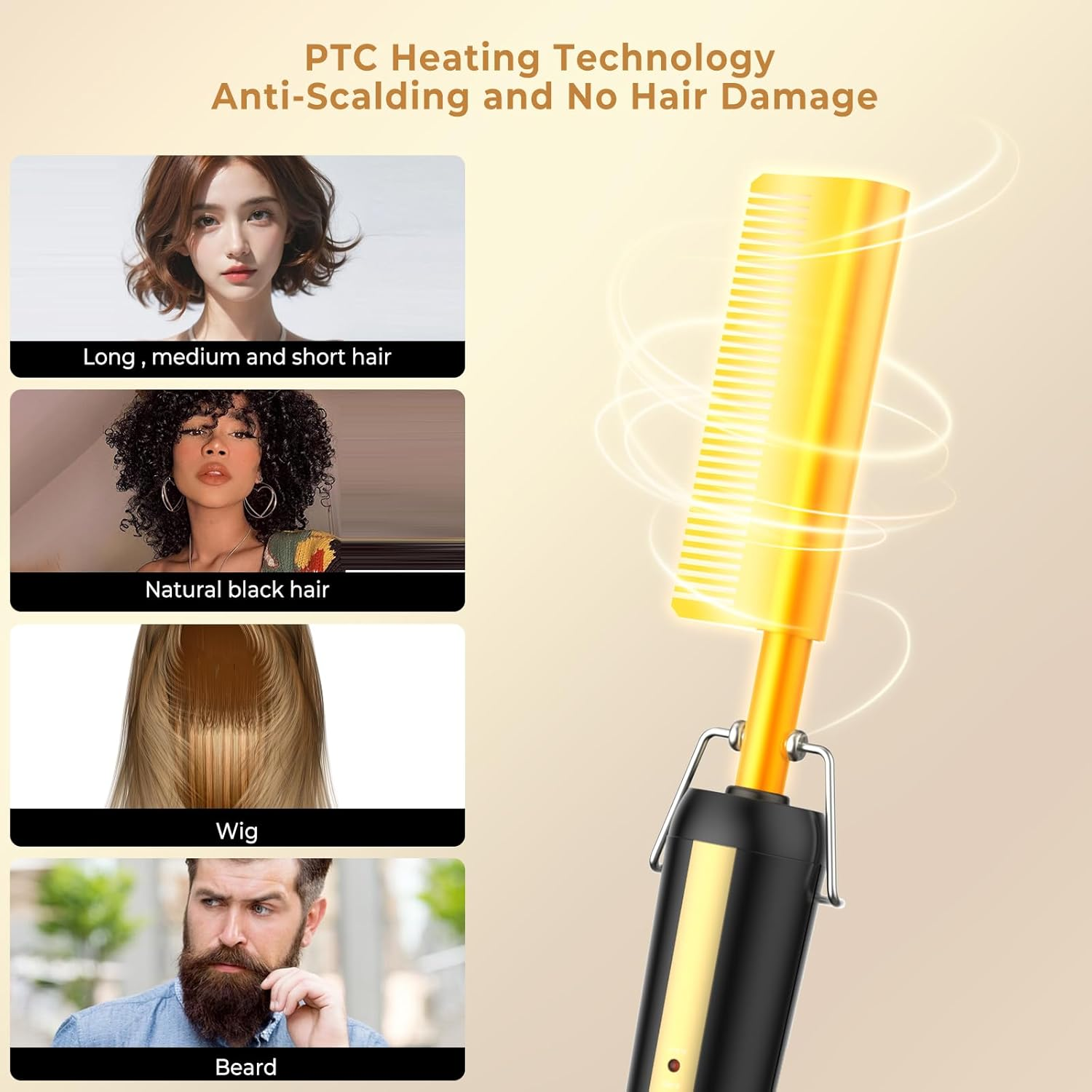 Hot Comb with Keratin Hair Straightening Brush image number 6