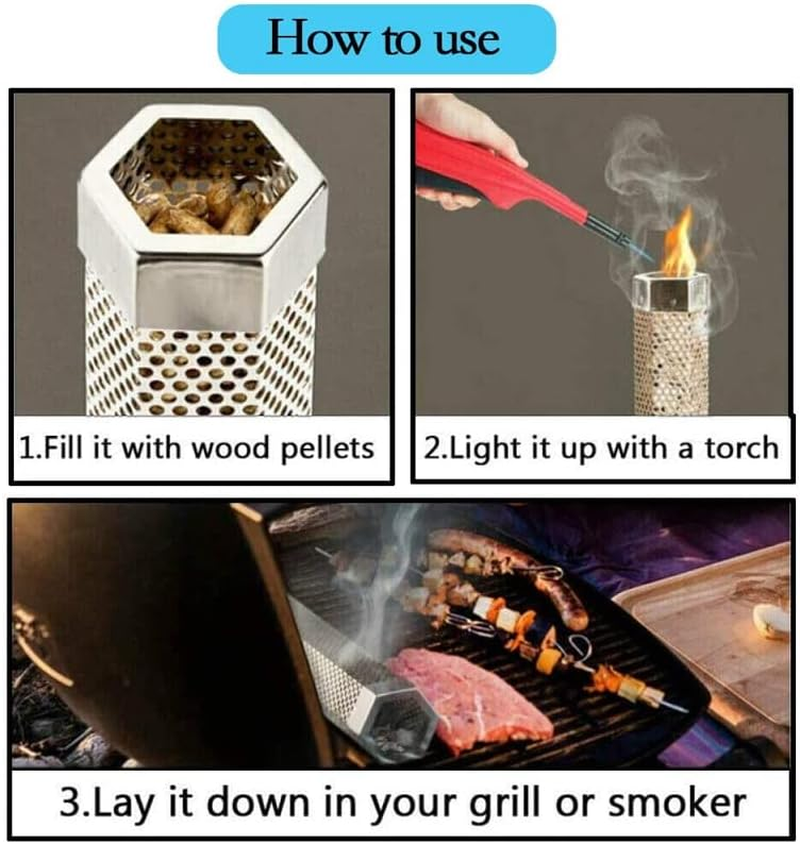 Hexagon BBQ Smoker Tube Stainless Steel Grill Accessory Smoking Box Long Lasting, 6"/12" Sizes, Ideal for All Grill Types image number 2