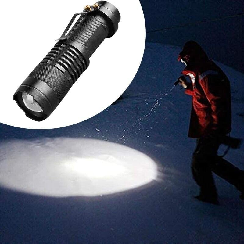 AIMALL 5X Mini Q5 LED Flashlight Torch with Adjustable Focus Zoom, 1200LM Bright Light, Waterproof & Skid-Proof, Aluminium Alloy for Outdoor Activities, Black