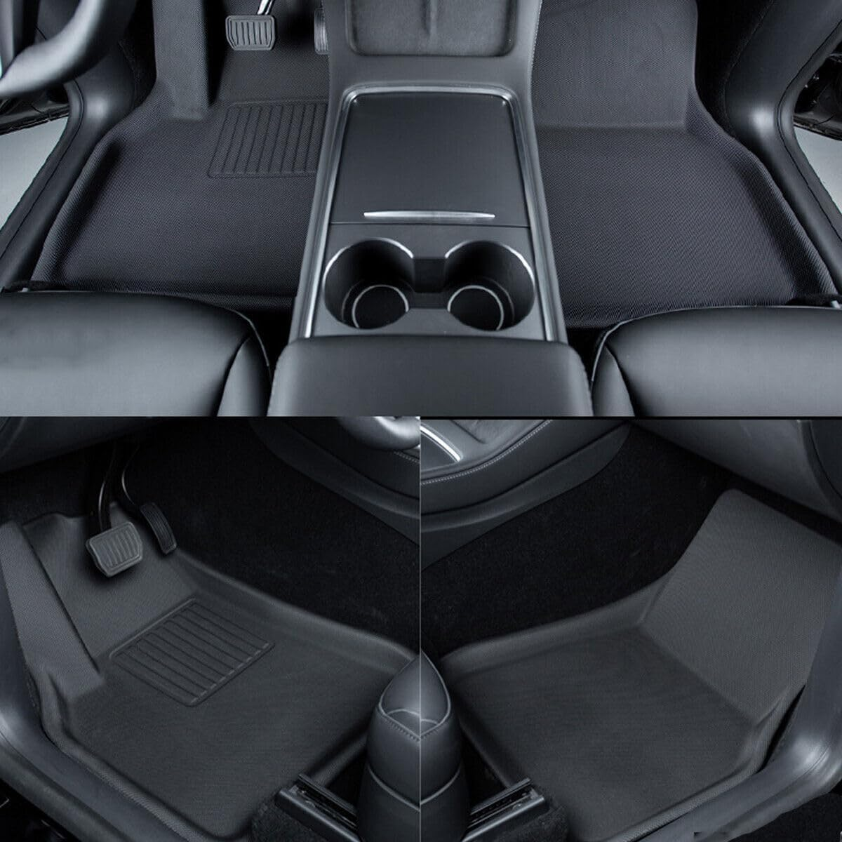 Ariv Hommey Tesla Model Y Floor Mats 2021-2024 Custom Fit All-Weather 3-Piece Set Car Foot Mats Eco-Friendly TPE Material Floor Liners Car Accessories (Not Fit 7Seat & Juniper) image number 4