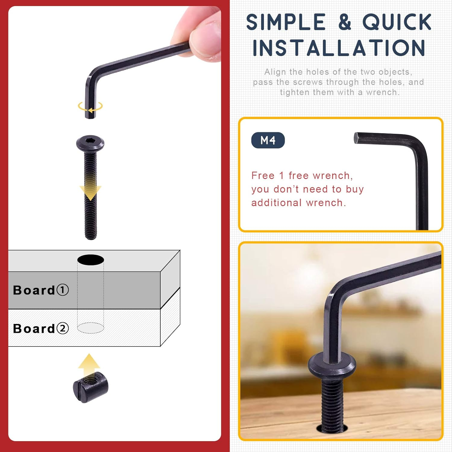 Hilitchi M6 Black Hex Socket Head Screws Bolts Barrel Nuts Hardware Assortment Kit for Crib Baby Bed Furniture Cots and Chair (Assortment Kit-140Pcs) image number 4