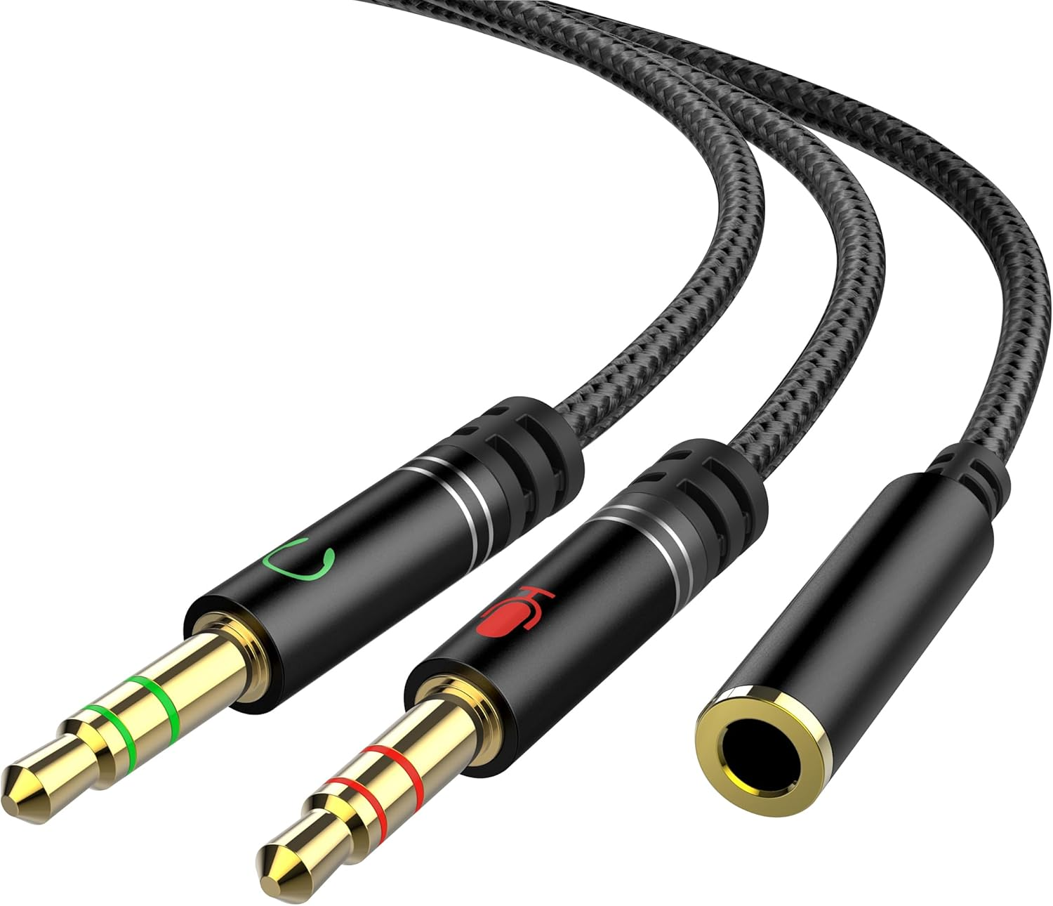 Headphone 3.5Mm Splitter Mic Cable for Computer, KOOPAO Headset 3.5Mm Female to 2 Dual Male Microphone Audio Stereo Jack Earphones Port to Gaming Speaker PC Adapter image number 1