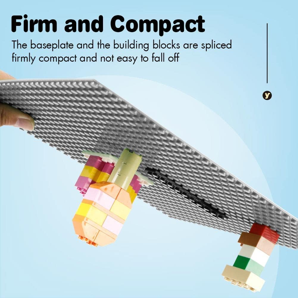 Lekebaby Baseplate 10"X10" Classic Building Board Large Base Plates 100% Compatible with All Major Brands, 6 Pack, Grey image number 4