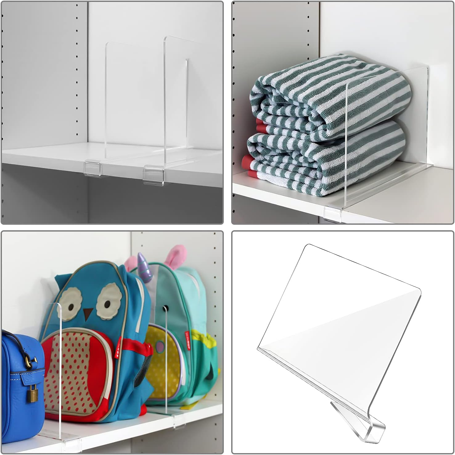Clear Acrylic Shelf Dividers, Multi-Functional Shelf Separator, Adjustable Clothing Organizer, Transparent Organizer for Storage, Wood Closet, Bedroom, Kitchen and Office Shelves image number 4