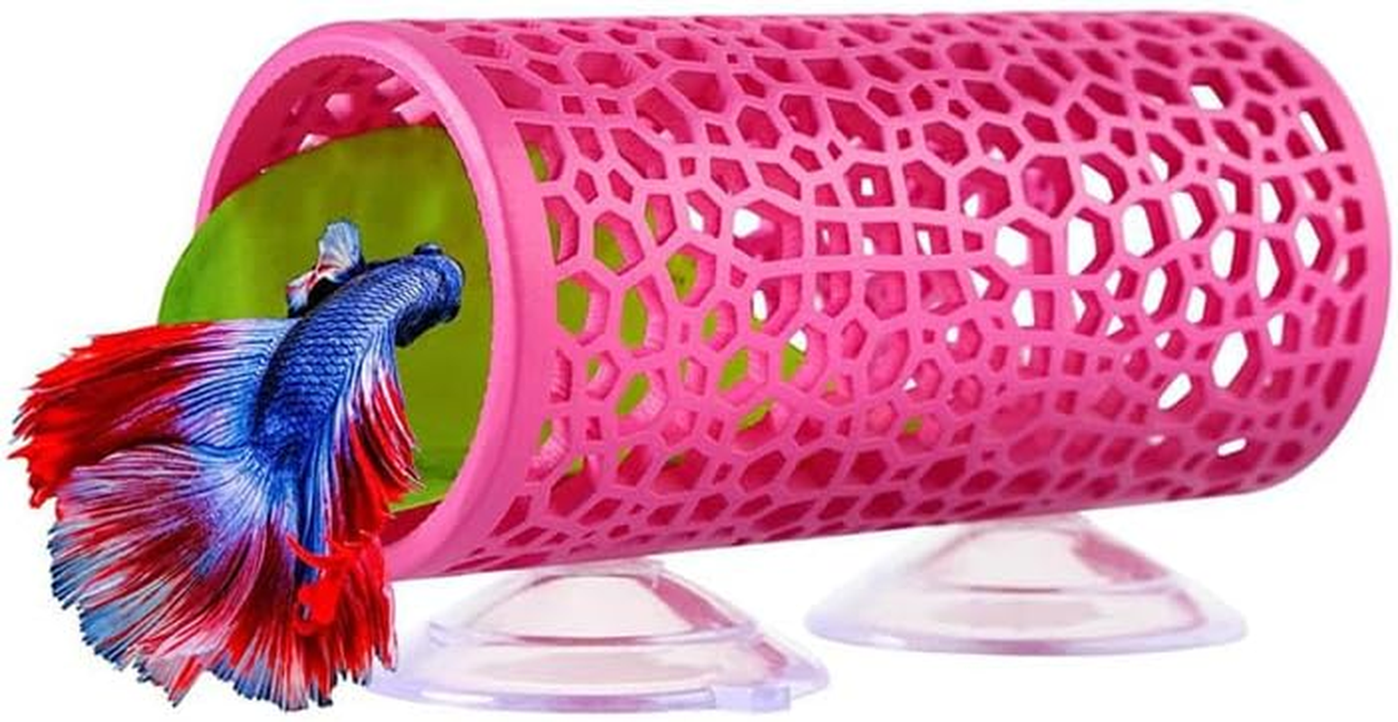 Hollow Betta Fish Tunnel,Small Hole Hollow Betta Fish Cave,Betta Fish Tube Tunnel Toy,Aquarium Betta Tunnel with Suction Cups,Aquarium Decor Fish Tank Accessories Decorations Hideout Tube (Green)
