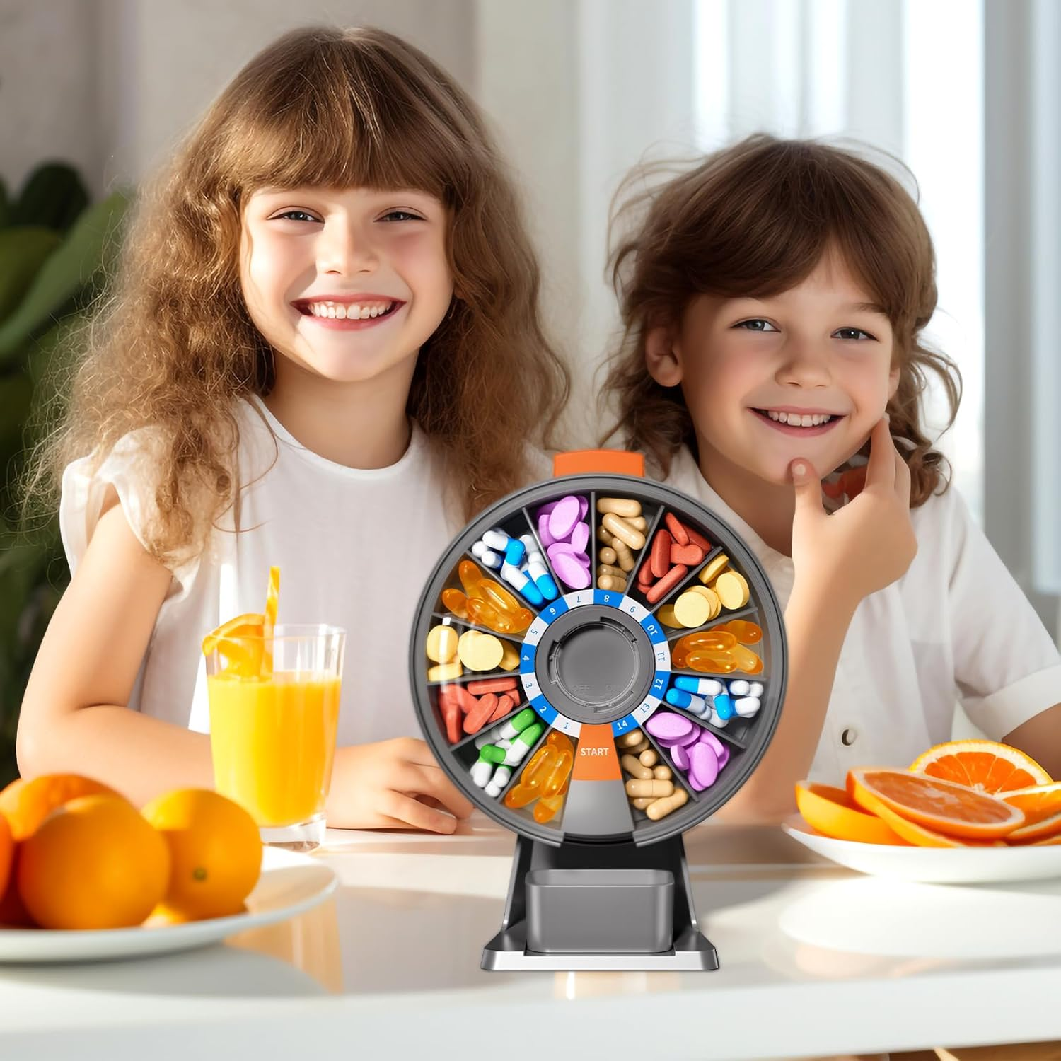 Zoksi Pill Organizer (Grey, 14 Compartments) - Blue image number 2