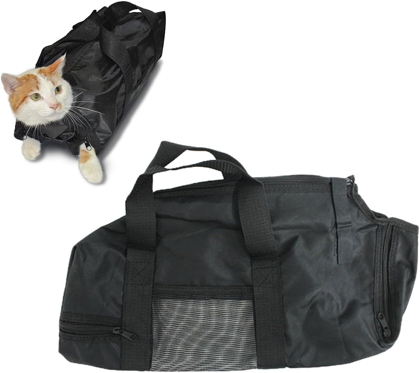 Cat Grooming Bag, Wear-Resistant Cat Shower Bag, Pet Portable Grooming Bags, Scratch Resistant Multifunctional Breathable Pet Bathing Restraint Bag for Washing, Bathing, Nail Trimming (Black) image number 6