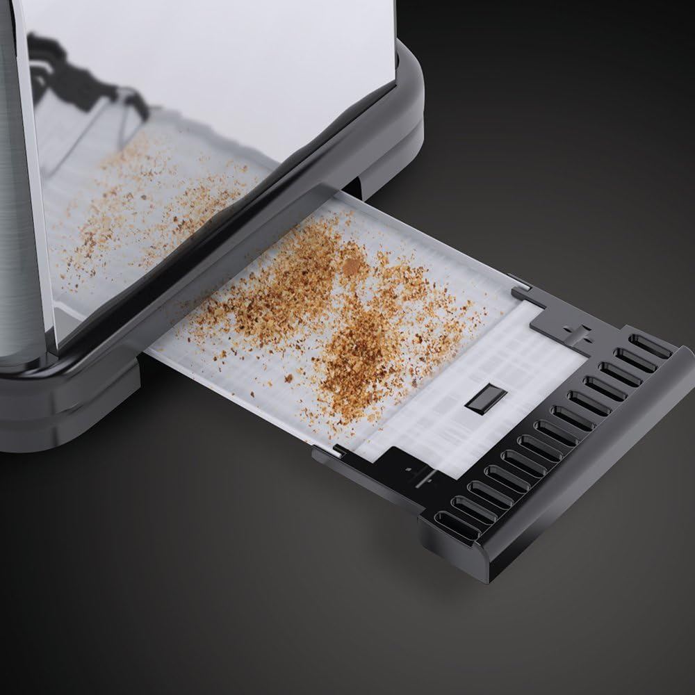 Russell Hobbs Toaster [Long Slot for 2 Slices / 1 Wide Slice of Bread] Adventure Stainless Steel (Extra Wide Toast Slot, Includes Bun Attachment, 6 Browning Levels + Defrost Function, 1000W) 21396-56 image number 5