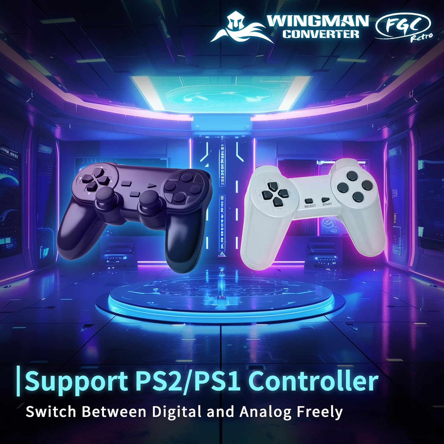 Brook Wingman FGC Retro with Keychain &ndash; PS1 & PS2 Controller for PS5, PS4, PC &ndash; Turbo, Remap, Macro &ndash; X-Input &ndash; Compatible with Dance Mats, Arcade Sticks, Rhythm Game Controllers image number 4