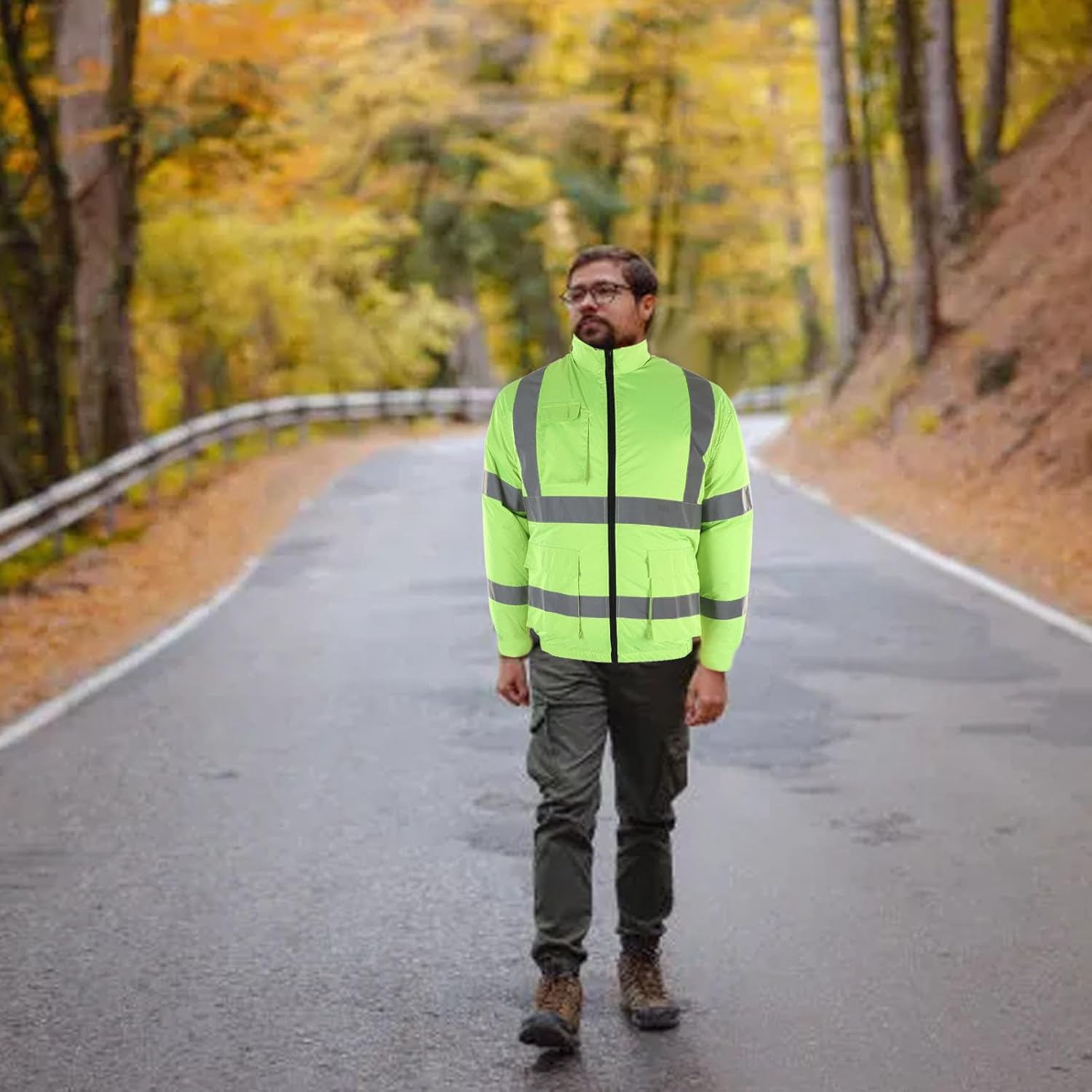 Cool Vest Wearable Cooling Fan Vest, Reflective Cooling Fan Clothes Jacket for Men Women, Fast Cooling Vest with 2 Fans for Working Fishing Hiking Outdoor (Fluorescent Green) image number 3