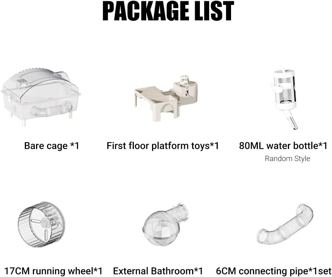 AIMALL Acrylic Hamster Cage, Luxury Oversized Villa for Small Pets, Full Set with Accessories, 17.72X11.81X9.44 Inches image number 5