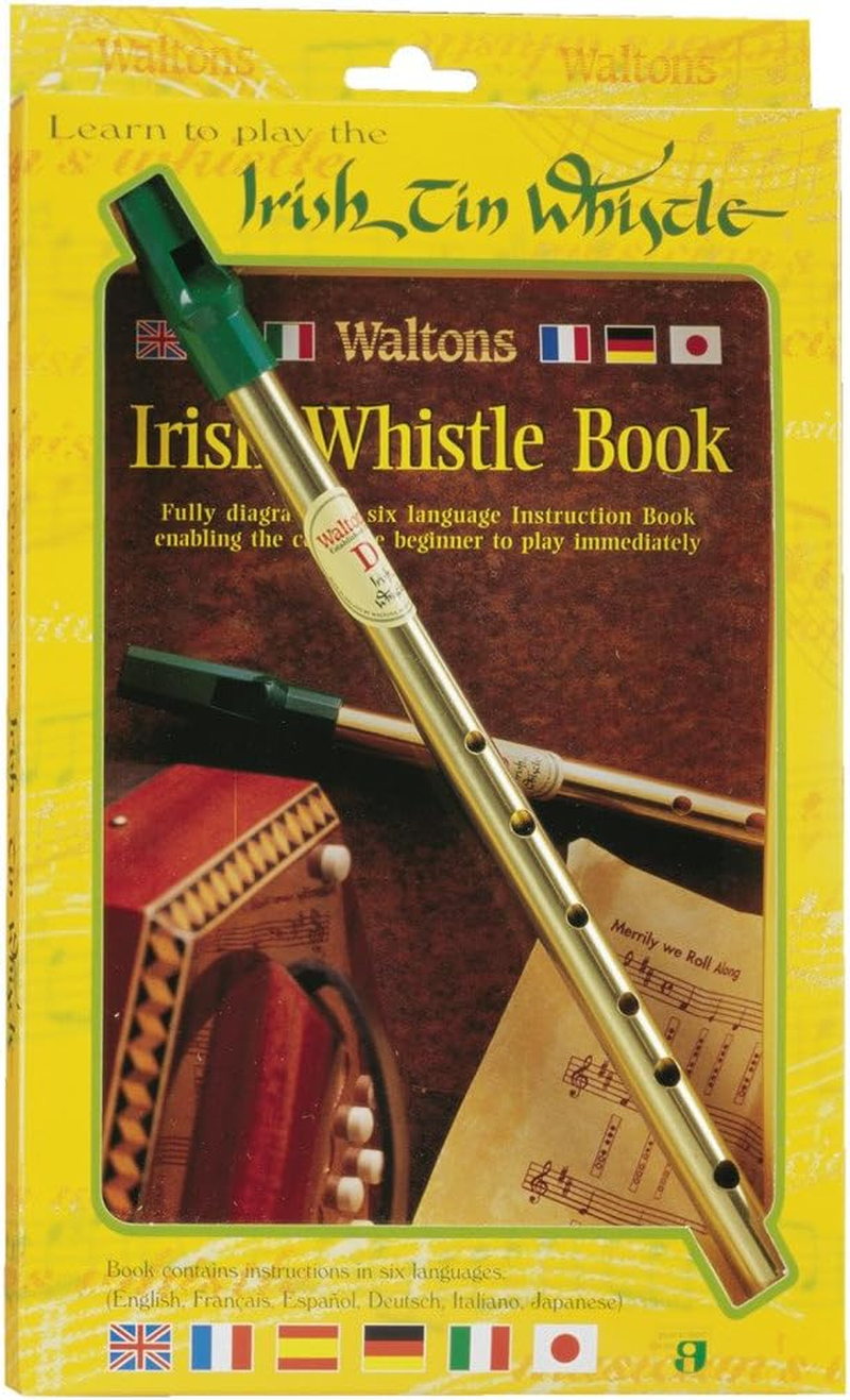 Waltons 1504 Tin Whistle, Brass, D-Tube, Instruction Manual Included in 6 Languages (Japanese Language Available)
