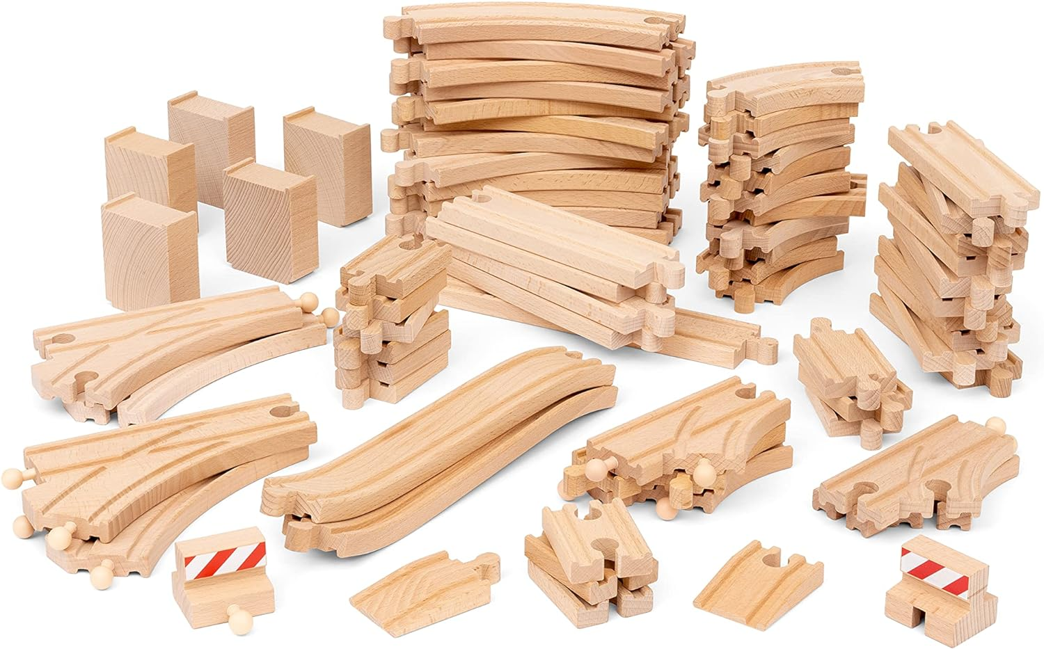 BRIO Deluxe Track Pack - 70Pcs Wooden Railway Pieces - Multicolor - O Scale - Train Track image number 5