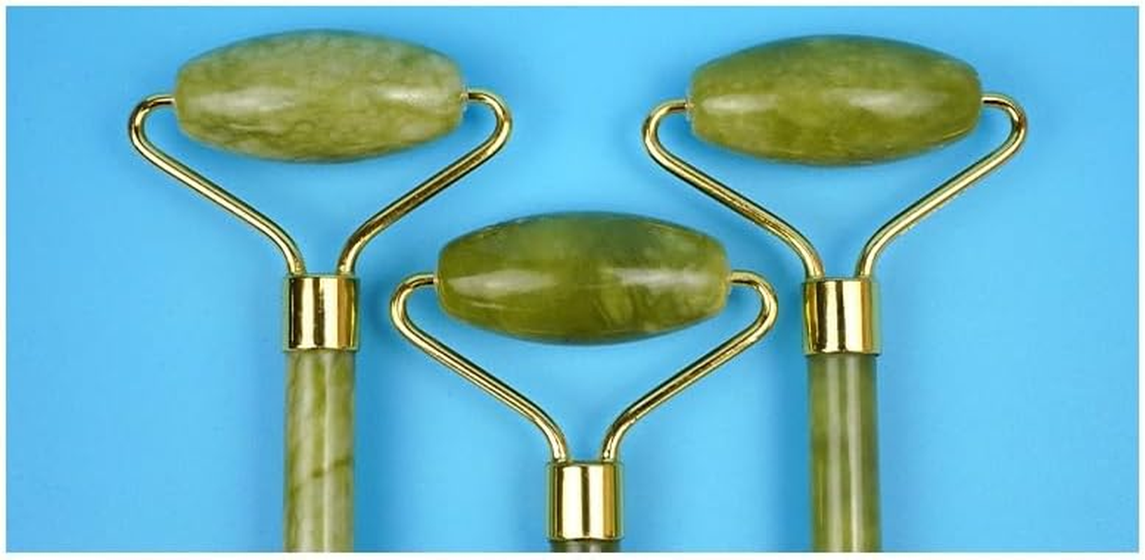 Jade Roller and Gua Sha Set - Jade Stone Face Roller, Dual Sided Massage Roller Stimulates Blood Flow, Relieves Stress (Green, One Size) image number 6