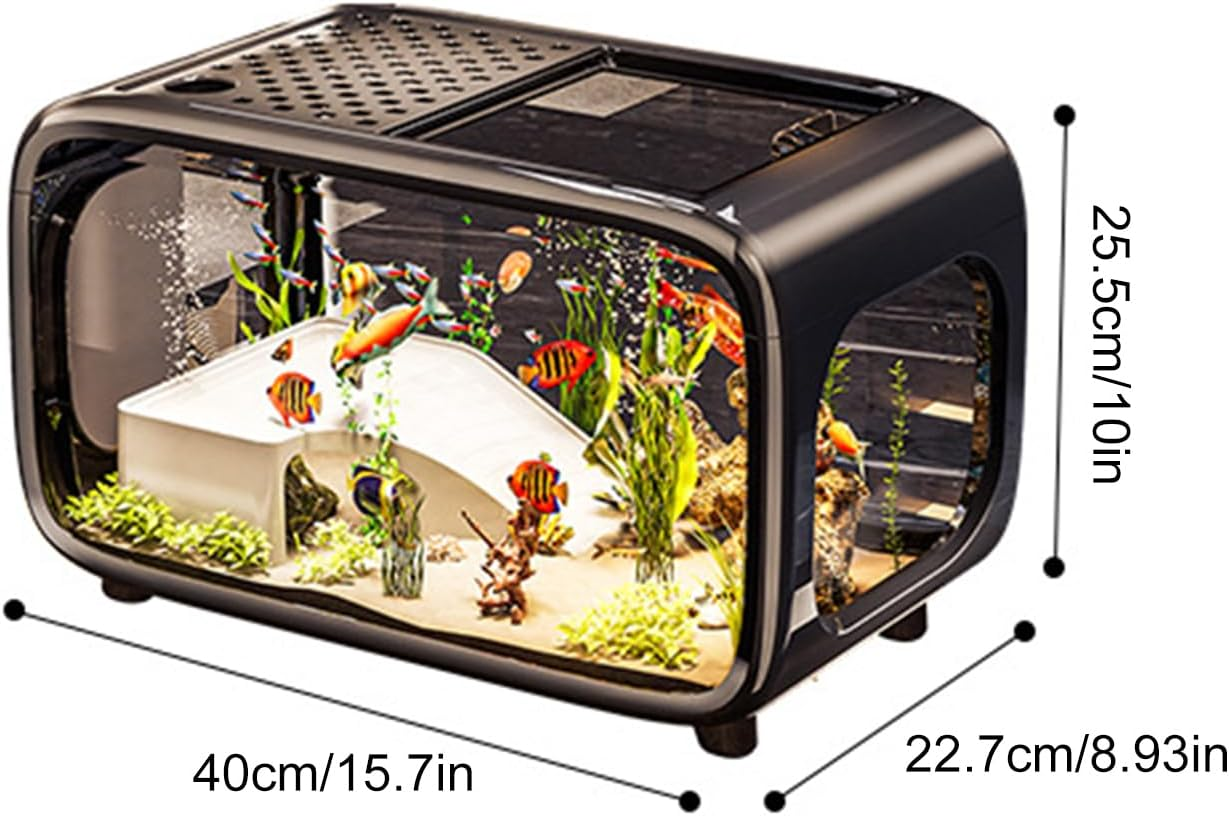 Aquarium Fish Tank | Aquarium Landscape Fishbowl - Acrylic Glass Pet Care Decoration Container for Aquatic Animals Snails Betta Fish Turtle image number 5