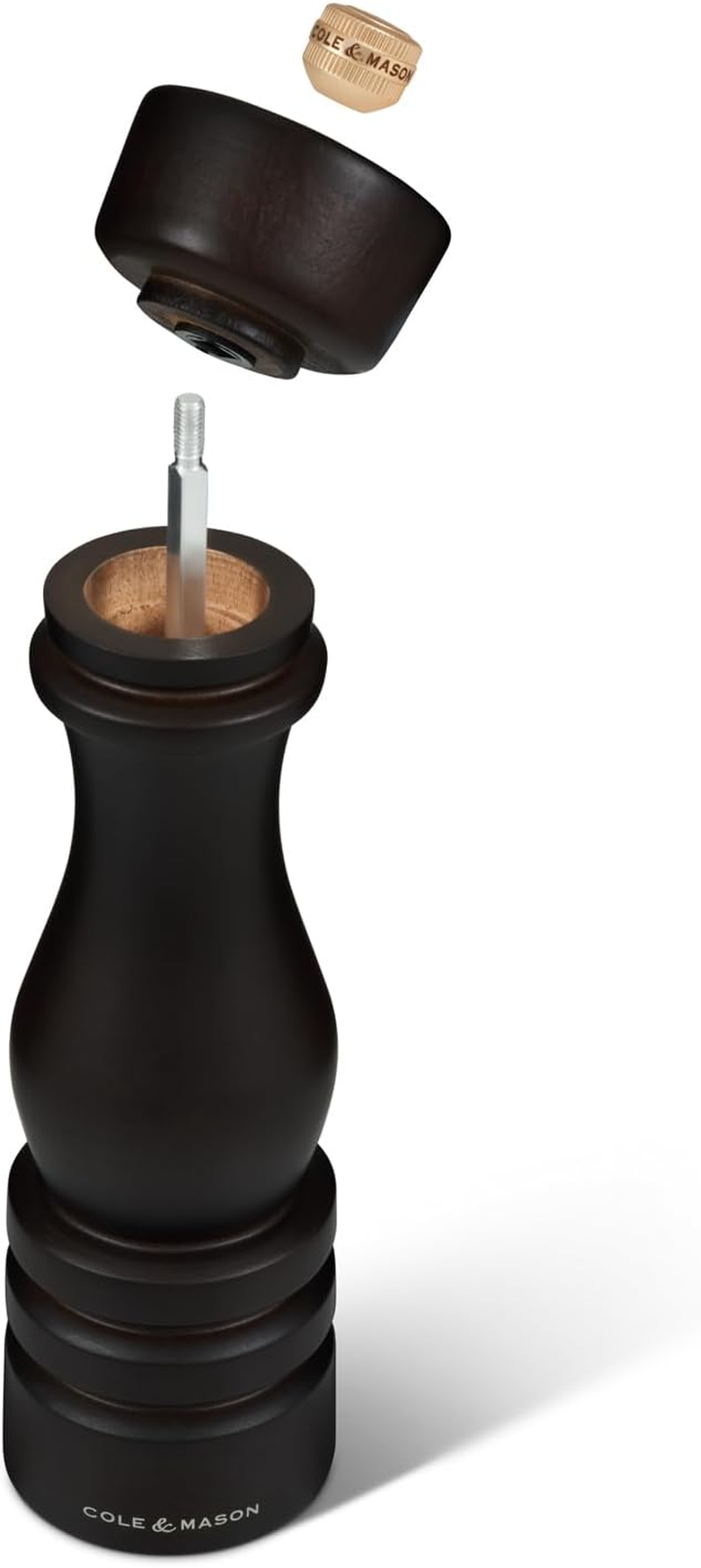 Cole & Mason H233020 London Chocolate Wood Salt and Pepper Mill Set, 220Mm, Precision+ Carbon/Ceramic Mechanisms, Salt and Pepper Grinders with Adjustable Grind, Beech Wood, Gift Set image number 1