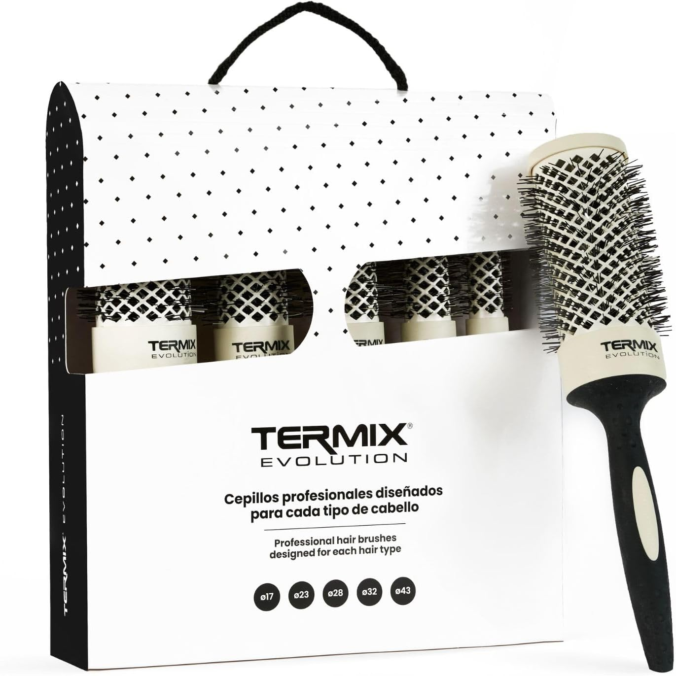 Termix Evolution Soft Professional Thermal round Hair Brush with Ceramic Tube for Salon, Special Brush for Fine Hair, Non-Stick Tube, Set of 5 Brushes