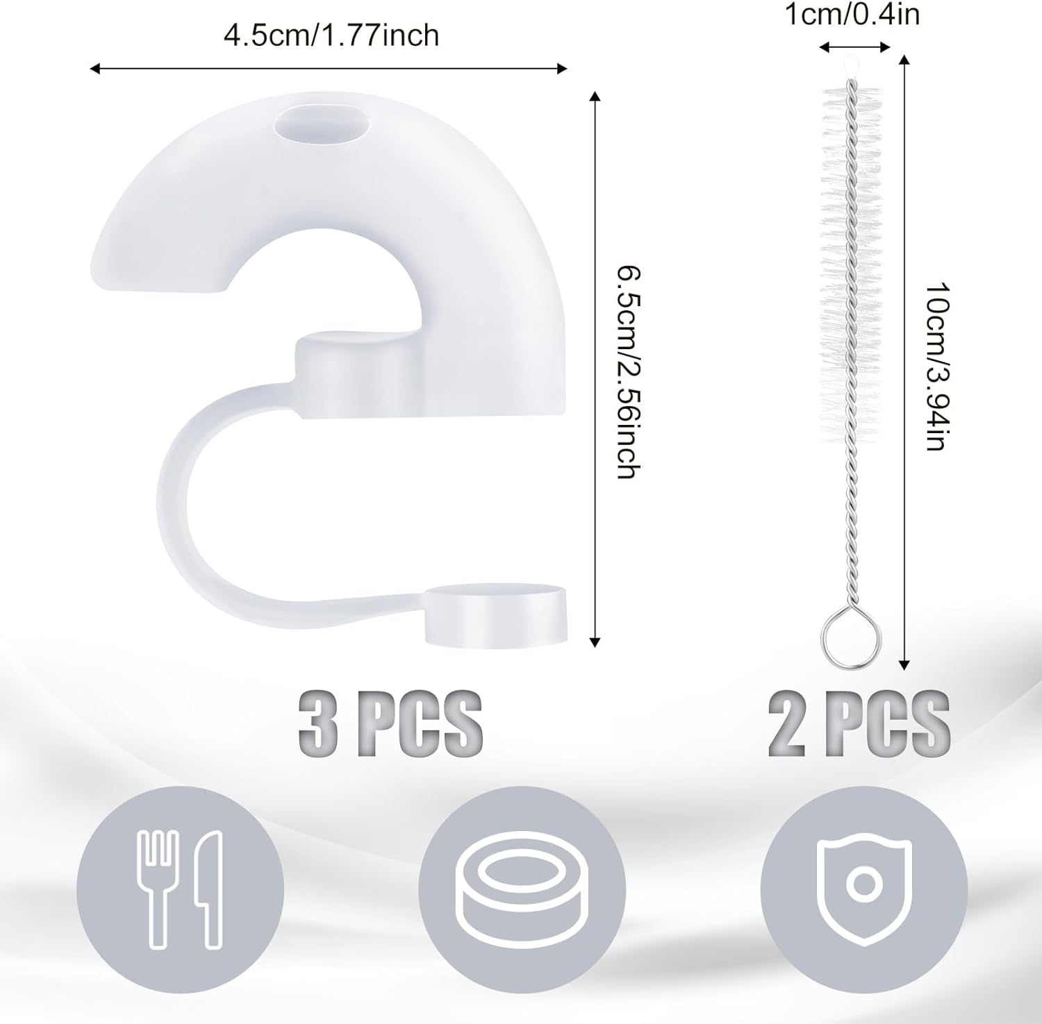 3Pcs Wrinkle Free Straw Cover, Dust-Proof Silicone Straw Anti/No Wrinkle Topper Cap, 40&deg;Inclined Opening Design Reusable Straw Tips Lids for Stanley Tumbler 40Oz 30Oz