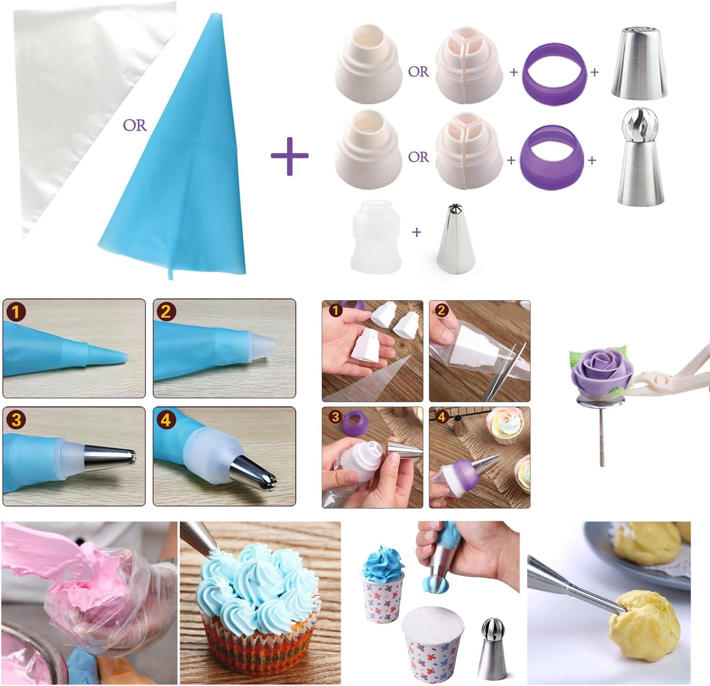 (88PCS Russian Tips) - Russian Piping Tips - Cake Decorating Supplies - 88 Baking Supplies Set - 49 Icing Piping Tips - 3 Russian Ball Piping Tips, Flower Frosting Tips, Bakes Flower Nozzles-Large Cupcake Decorating Kit image number 3