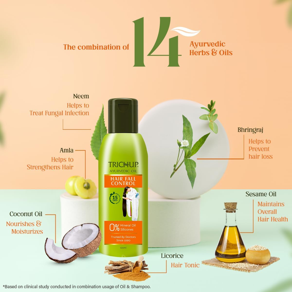 Trichup Hair Fall Control Herbal Hair Oil (100 Ml) (Pack of 4) image number 4