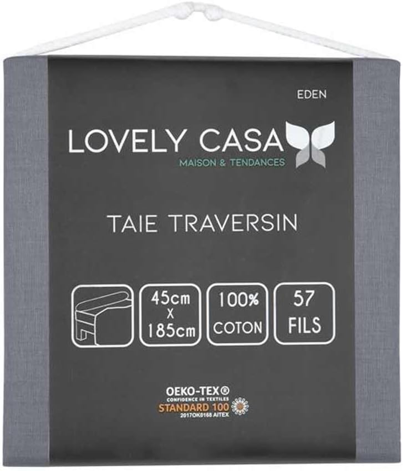 Lovely Casa - Bolster Pillowcase - Size 45 X 185 Cm - 100% Oeko-Tex Certified Cotton - Excellent Quality - Slate Colour - Eden Model - Bed Linen for Home - Soft and Comfortable - Unisex image number 1