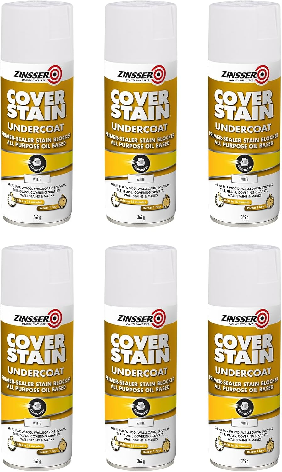Zinsser Cover-Stain Oil-Base Primer Spray, White, 369 G image number 3
