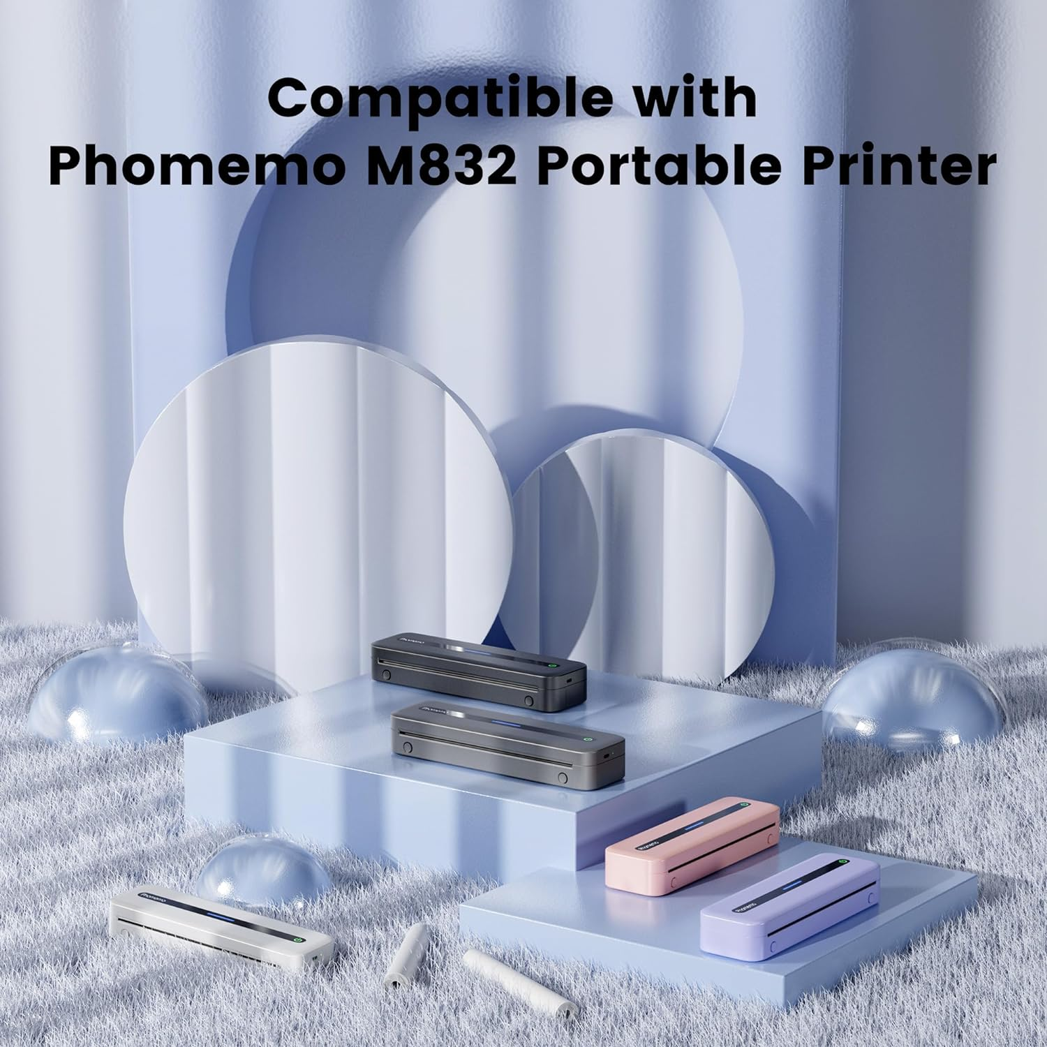 Phomemo Thermal Paper,A4, Thermal Roll Paper Compatible with M832 M834 M835 M833 Portable Printer,2 Rolls