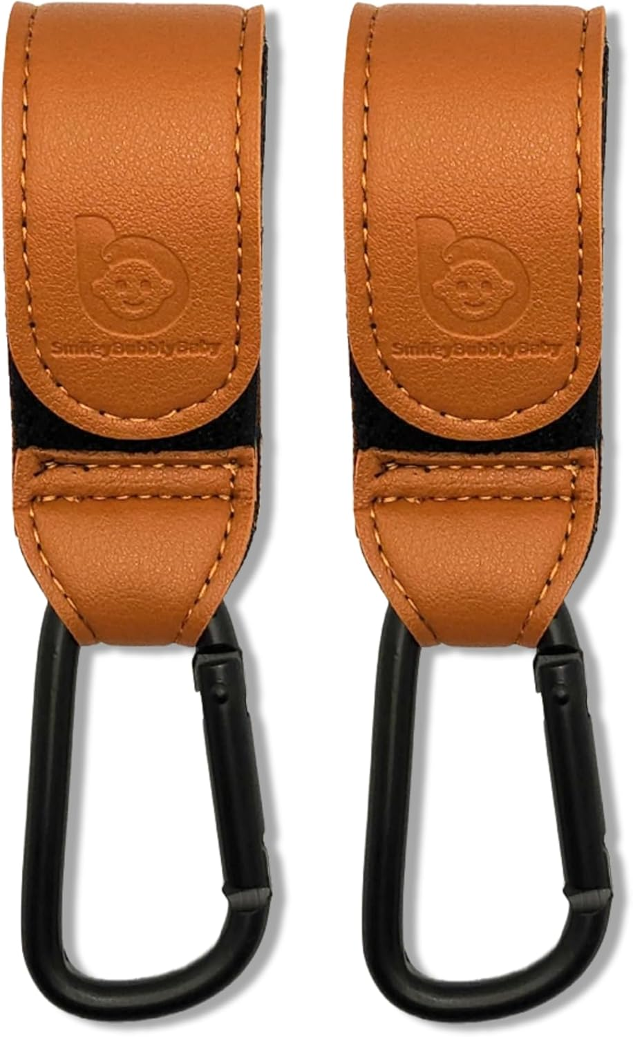 Universal Stroller Clips X2| Soft Vegan Leather Pram Hooks| Hang Your Shopping, Handbag and Baby Diaper Bags| (Grey)