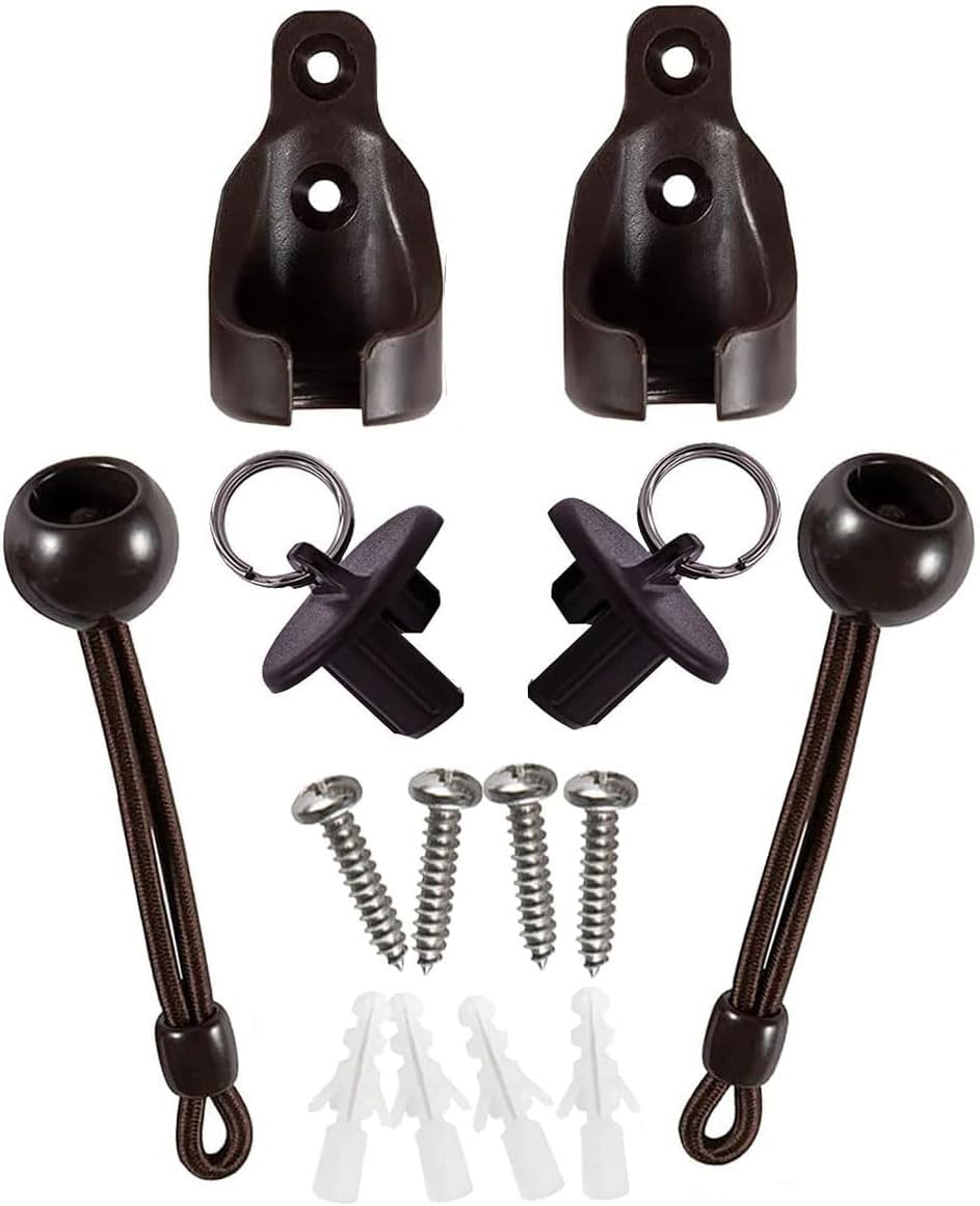 Lihopefe Bungee Kit + End Caps, Universal Mounting Brackets for Exterior/Interior Sun Shades & Roller Blinds (Black, 2Pack)