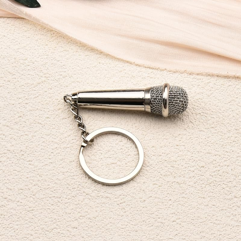 Microphone Keychain Music Lover Gifts - Mini Microphone Keyring Bag Charm Pendant for Backpack Purse Handbag image number 4