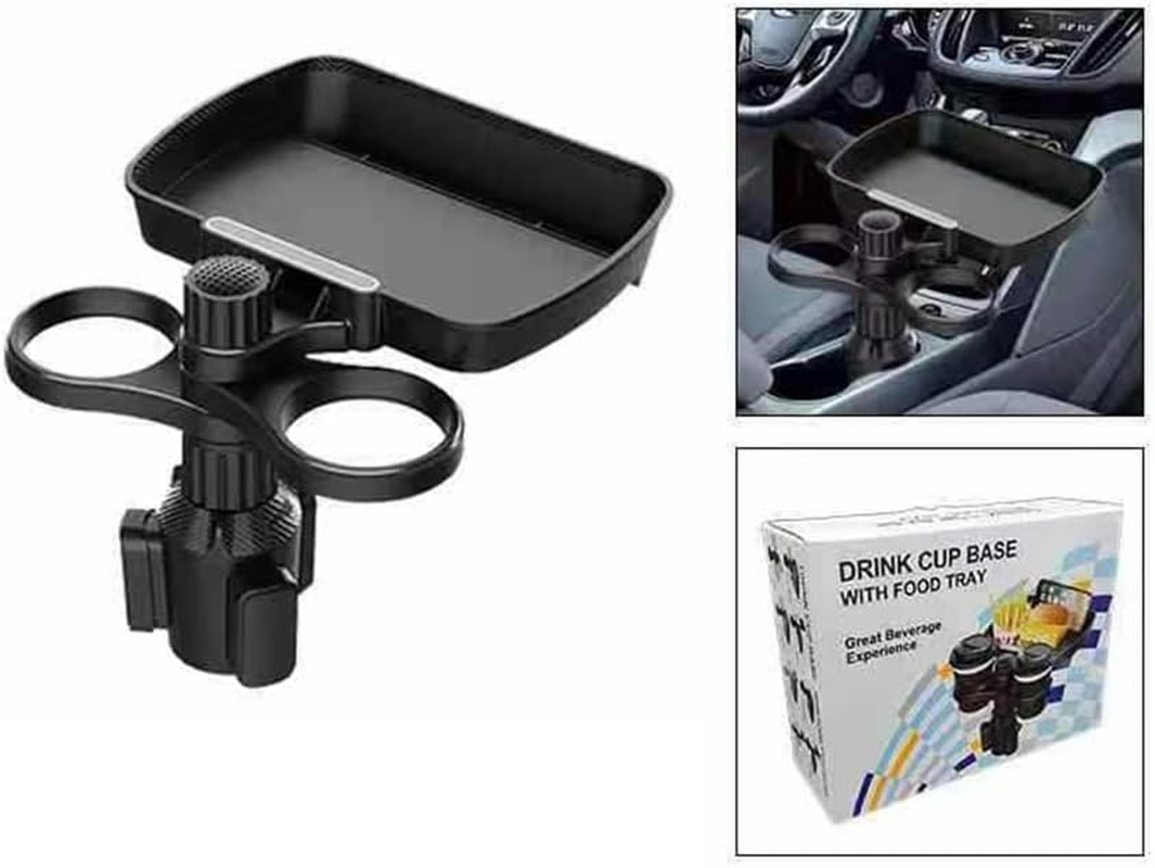 Betterlifewj 3-In-1 Car Cup Holder Extender, Essential Car Accessory for Road Travel, 360 &deg; Rotating Snack Tray for Cars, Dual Cup Holders for Placing Drinks image number 2